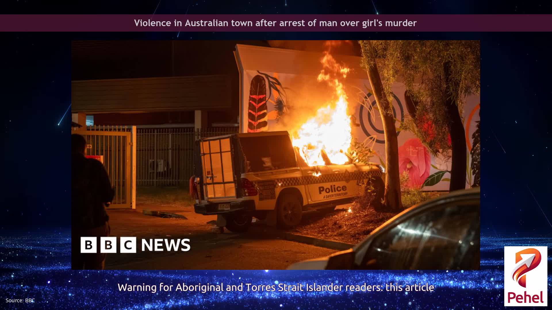 Violence in Australian town after arrest of man over girl's murder