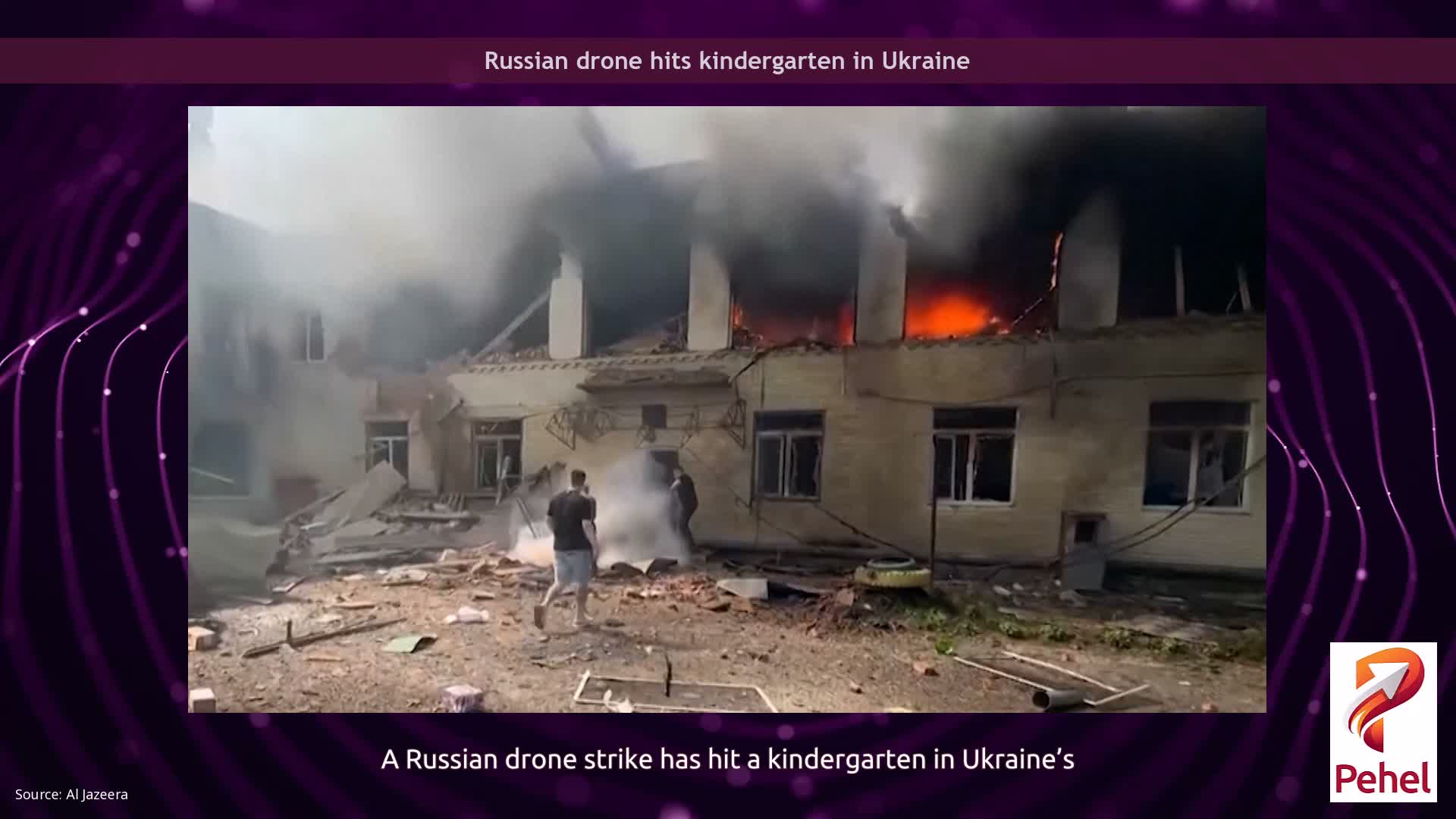 Russian drone hits kindergarten in Ukraine