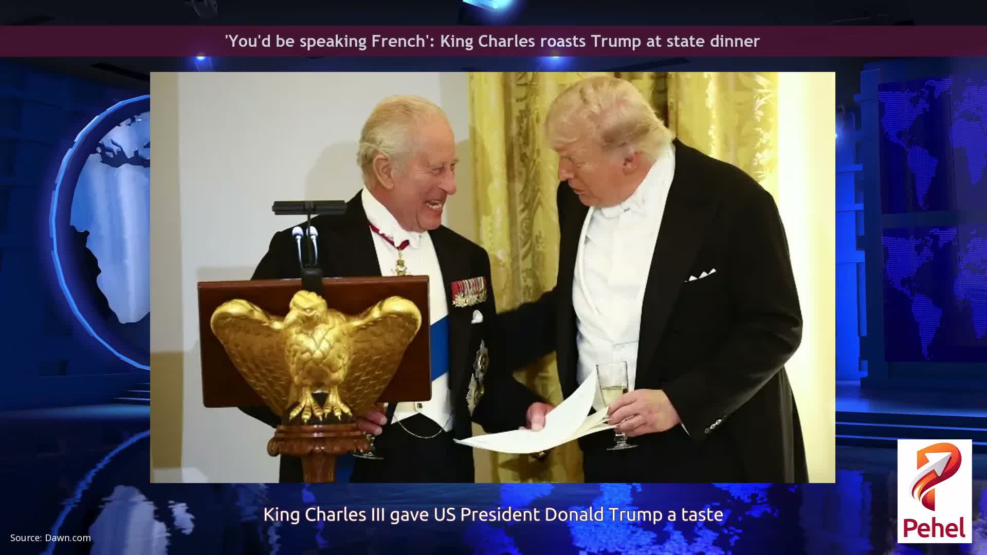 'You'd be speaking French': King Charles roasts Trump at state dinner