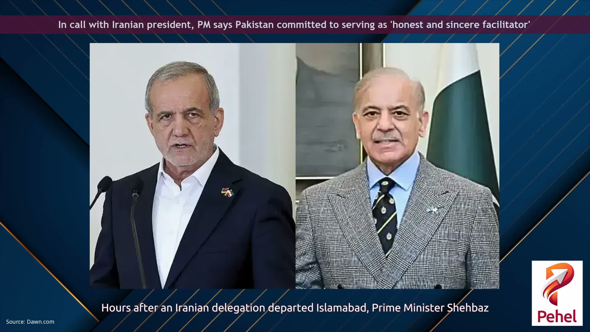 In call with Iranian president, PM says Pakistan committed to serving as 'honest and sincere facilitator'