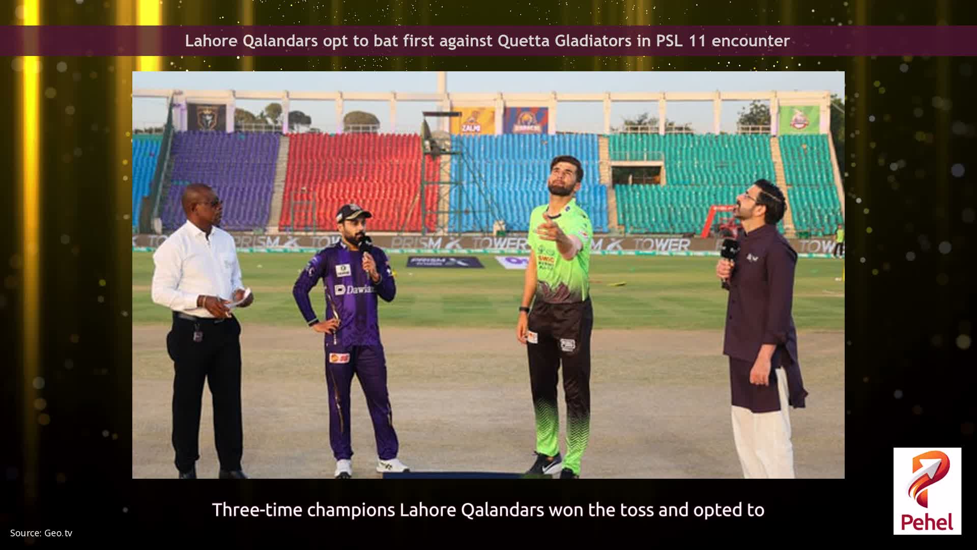 Lahore Qalandars opt to bat first against Quetta Gladiators in PSL 11 encounter
