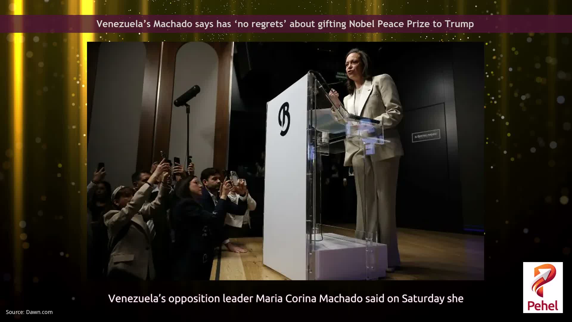 Venezuela’s Machado says has ‘no regrets’ about gifting Nobel Peace Prize to Trump