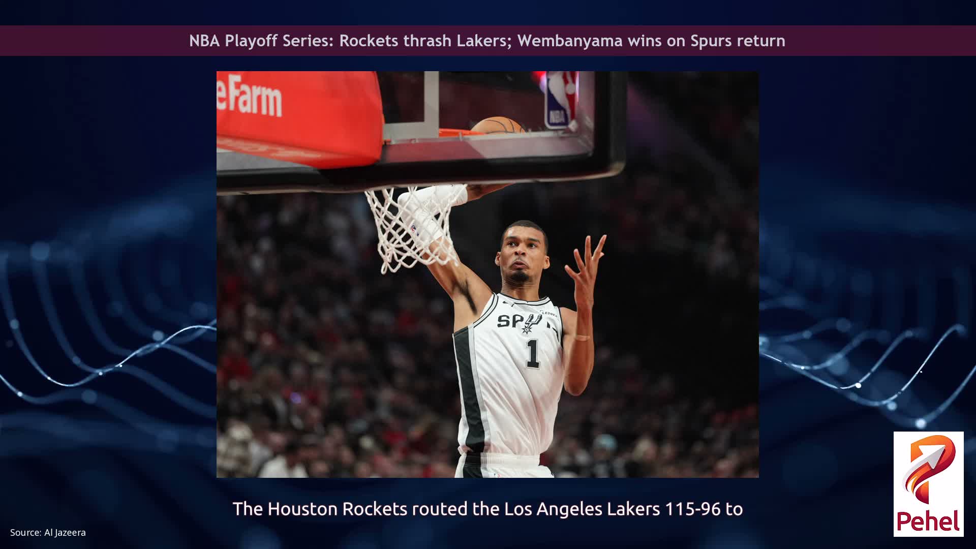NBA Playoff Series: Rockets thrash Lakers; Wembanyama wins on Spurs return