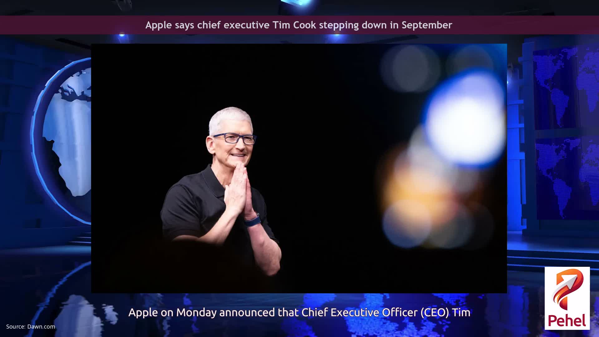 Apple says chief executive Tim Cook stepping down in September
