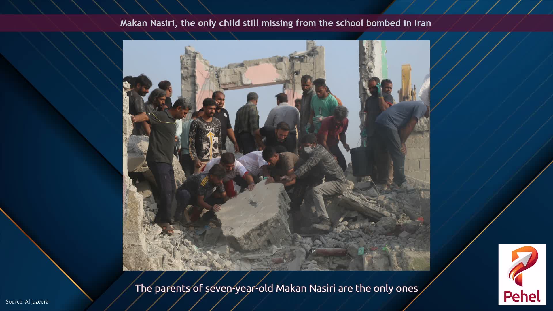 Makan Nasiri, the only child still missing from the school bombed in Iran