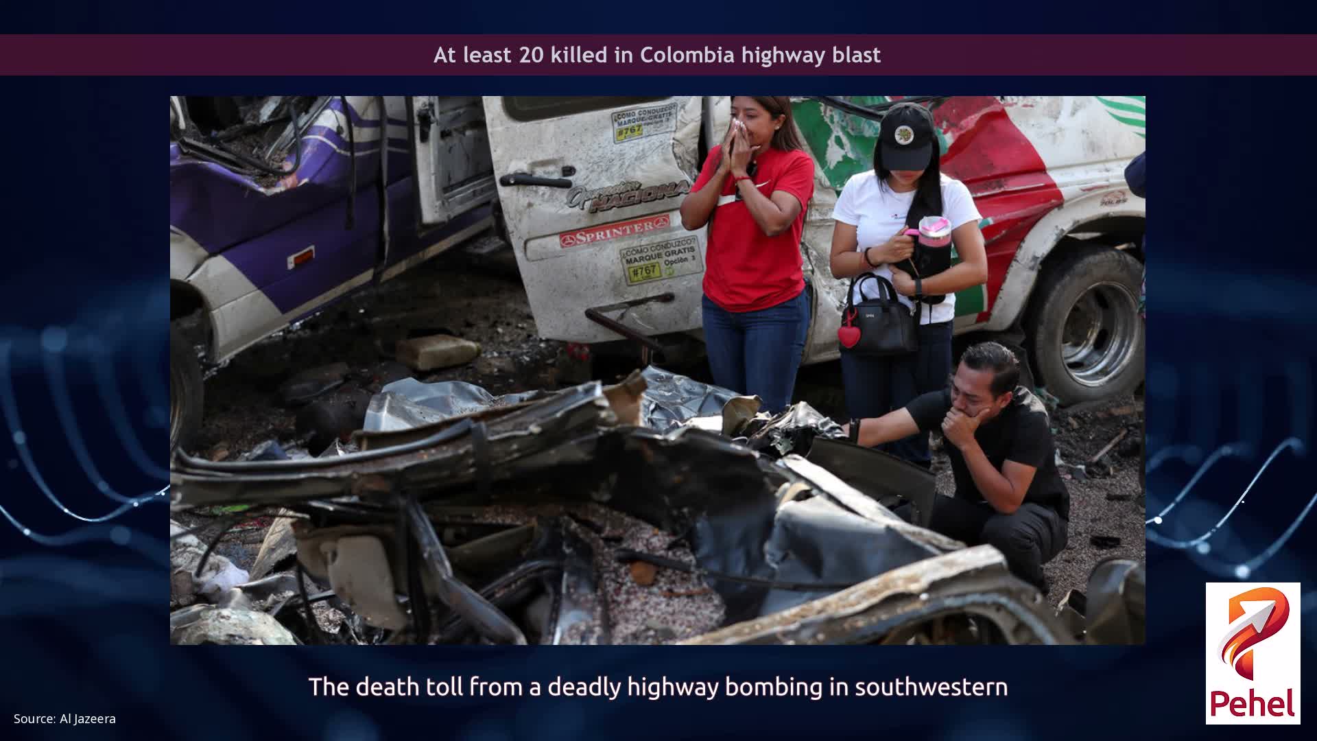 At least 20 killed in Colombia highway blast