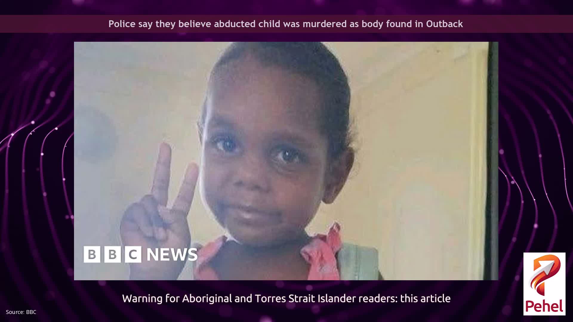 Police say they believe abducted child was murdered as body found in Outback