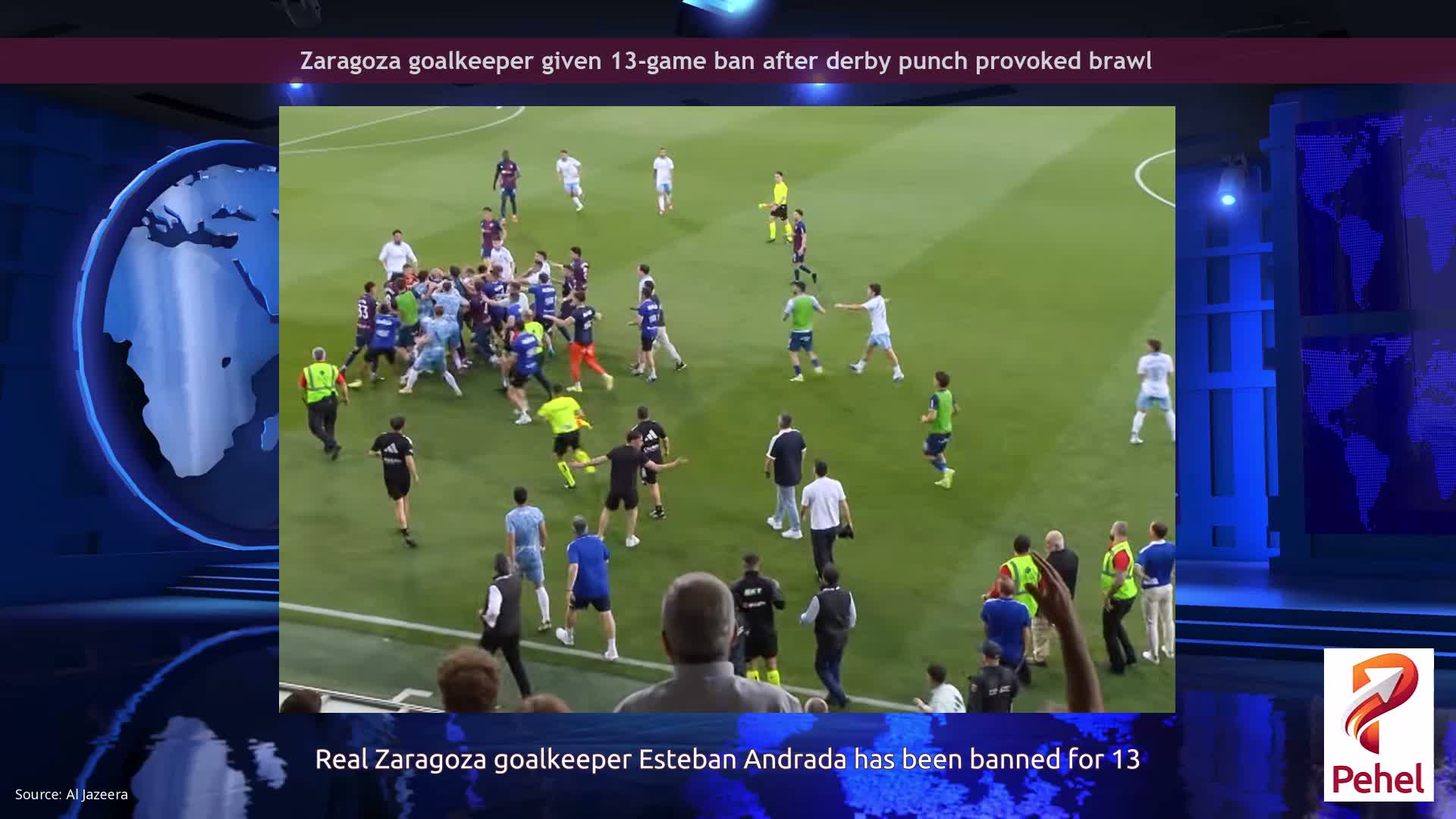 Zaragoza goalkeeper given 13-game ban after derby punch provoked brawl