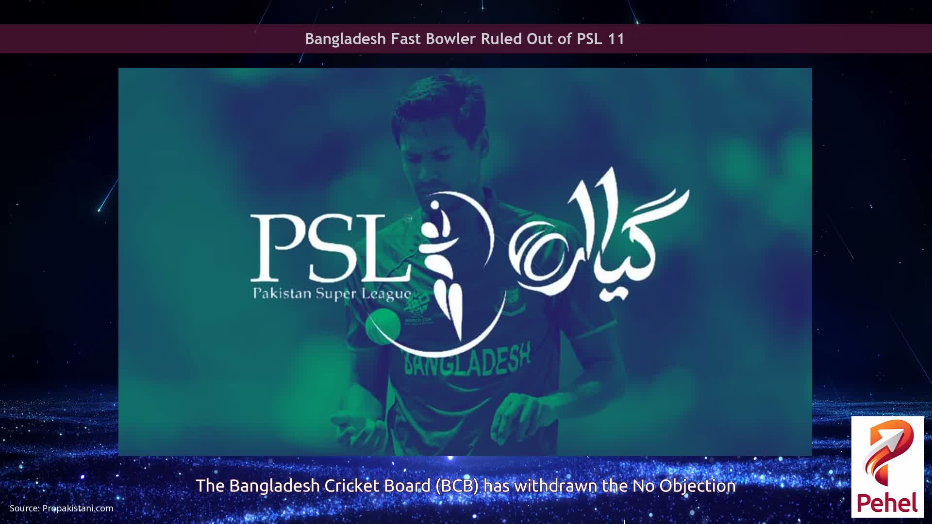 Bangladesh Fast Bowler Ruled Out of PSL 11