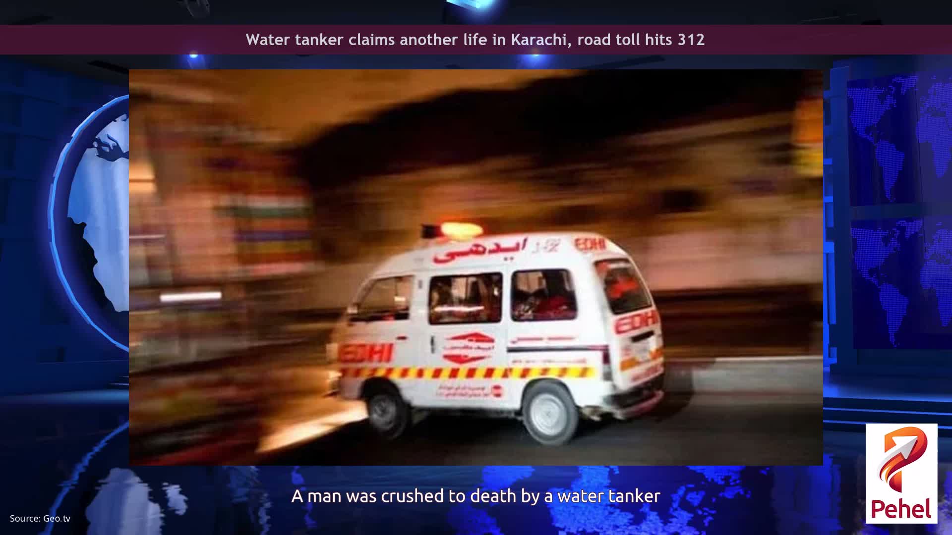 Water tanker claims another life in Karachi, road toll hits 312