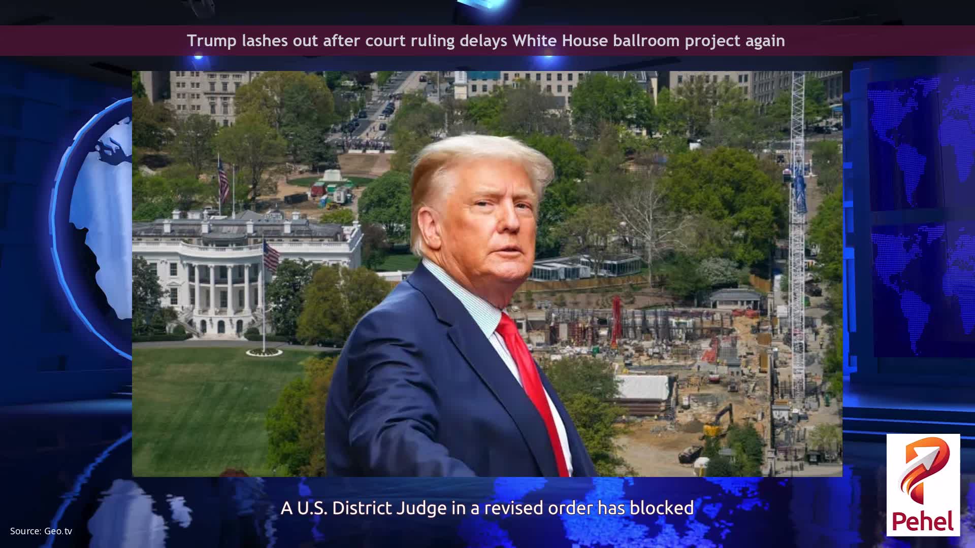 Trump lashes out after court ruling delays White House ballroom project again