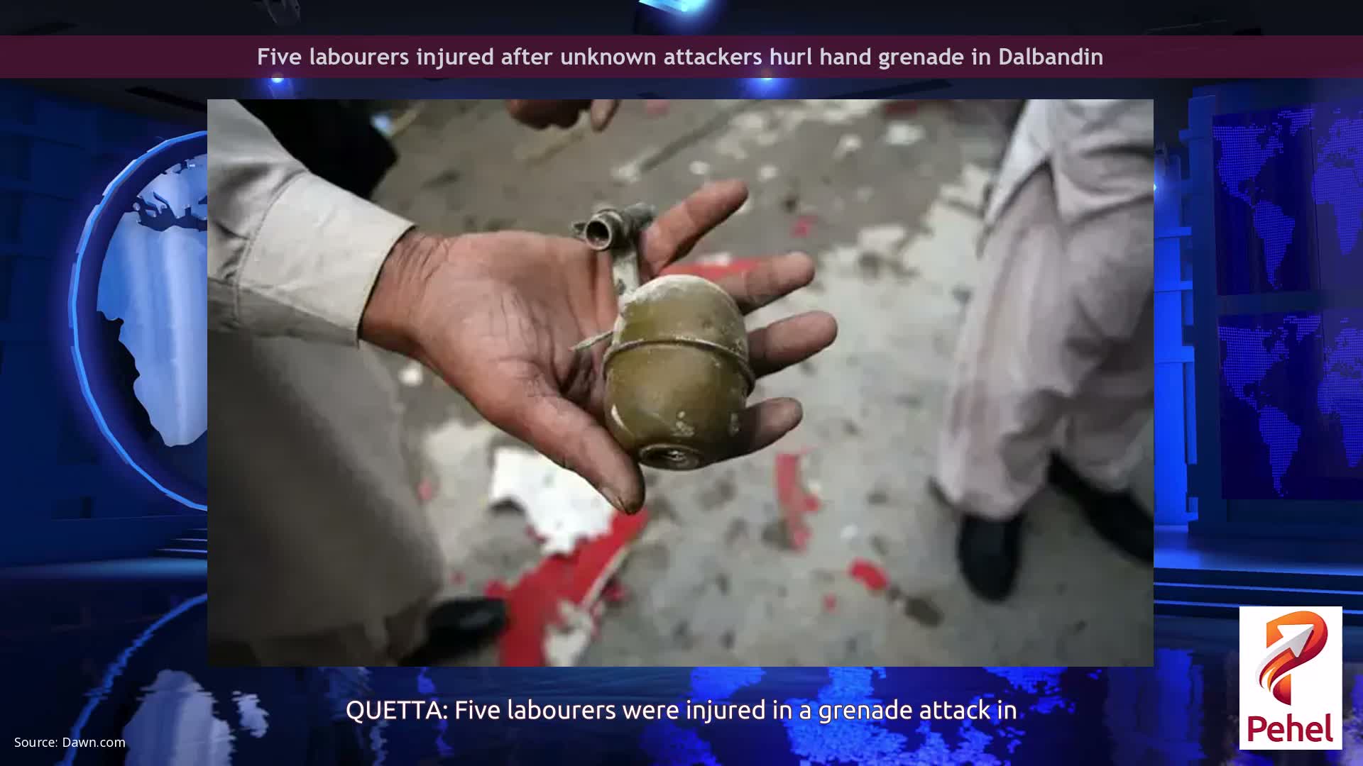 Five labourers injured after unknown attackers hurl hand grenade in Dalbandin