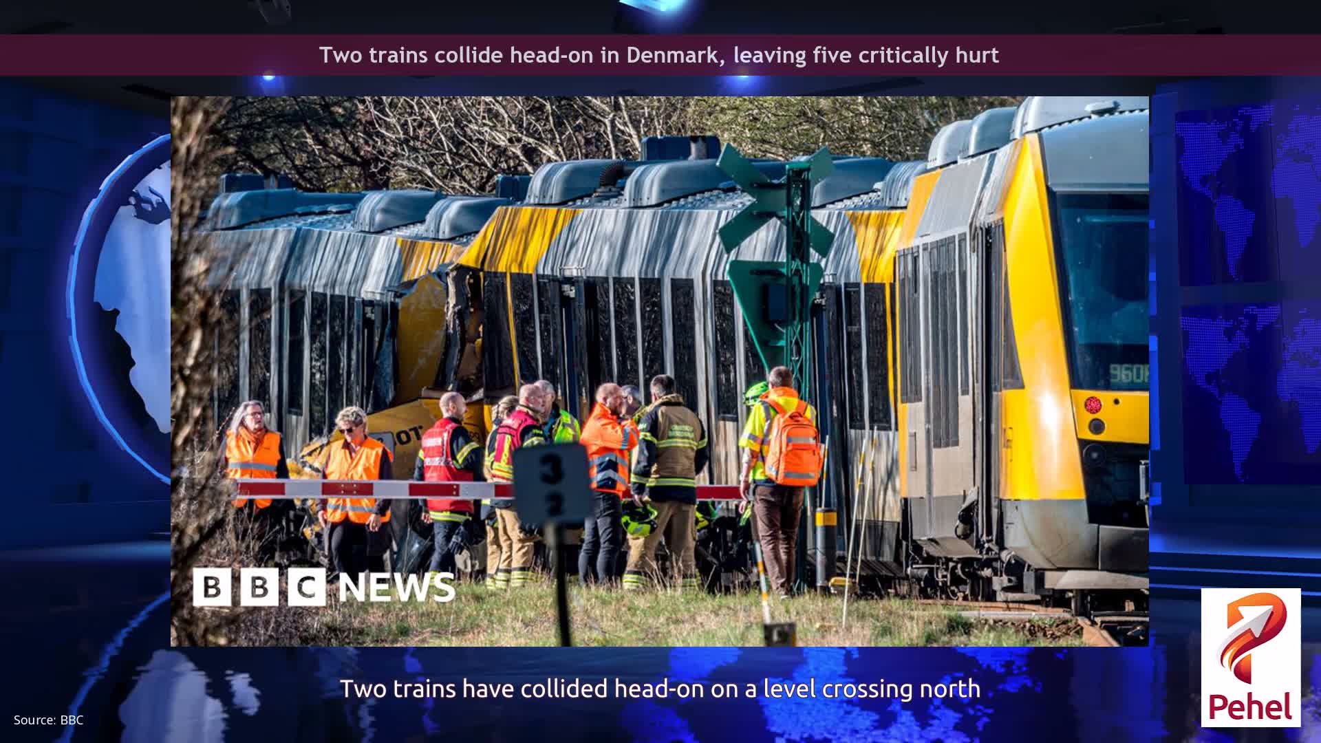 Two trains collide head-on in Denmark, leaving five critically hurt