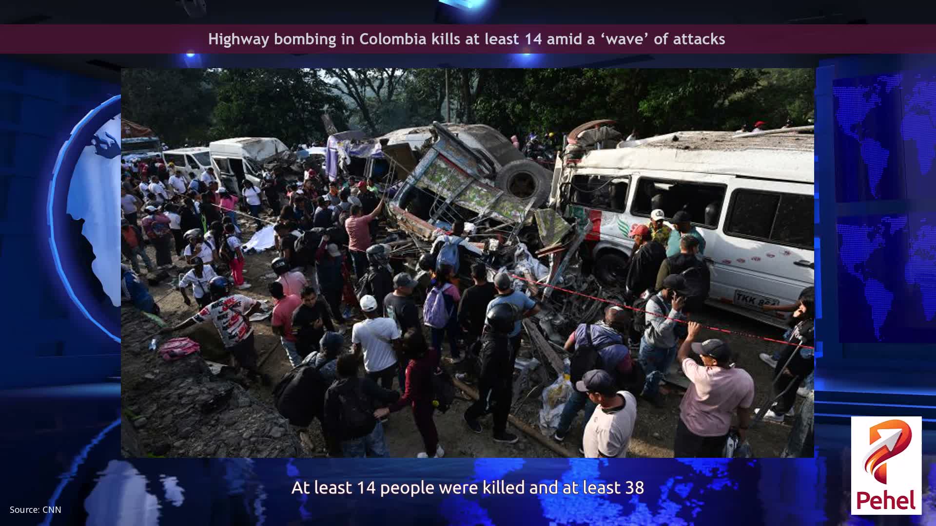 Highway bombing in Colombia kills at least 14 amid a ‘wave’ of attacks
