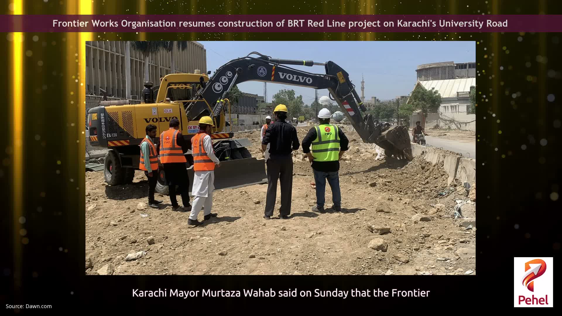 Frontier Works Organisation resumes construction of BRT Red Line project on Karachi's University Road