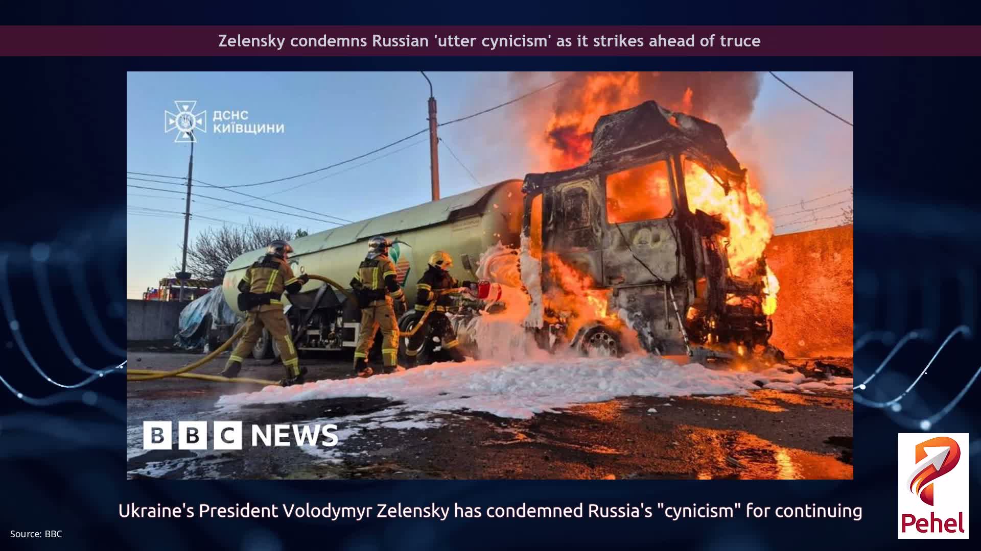 Zelensky condemns Russian 'utter cynicism' as it strikes ahead of truce