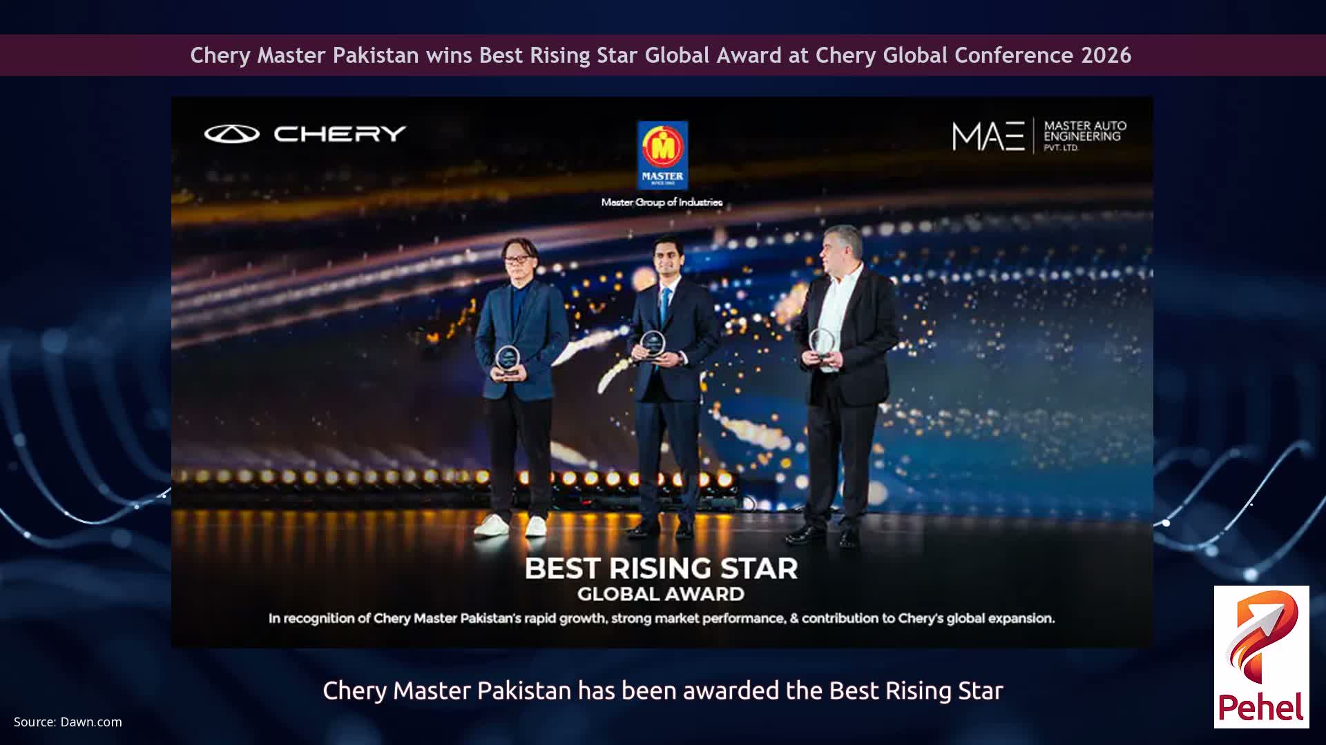 Chery Master Pakistan wins Best Rising Star Global Award at Chery Global Conference 2026