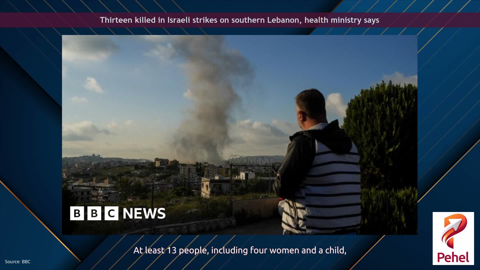 Thirteen killed in Israeli strikes on southern Lebanon, health ministry says