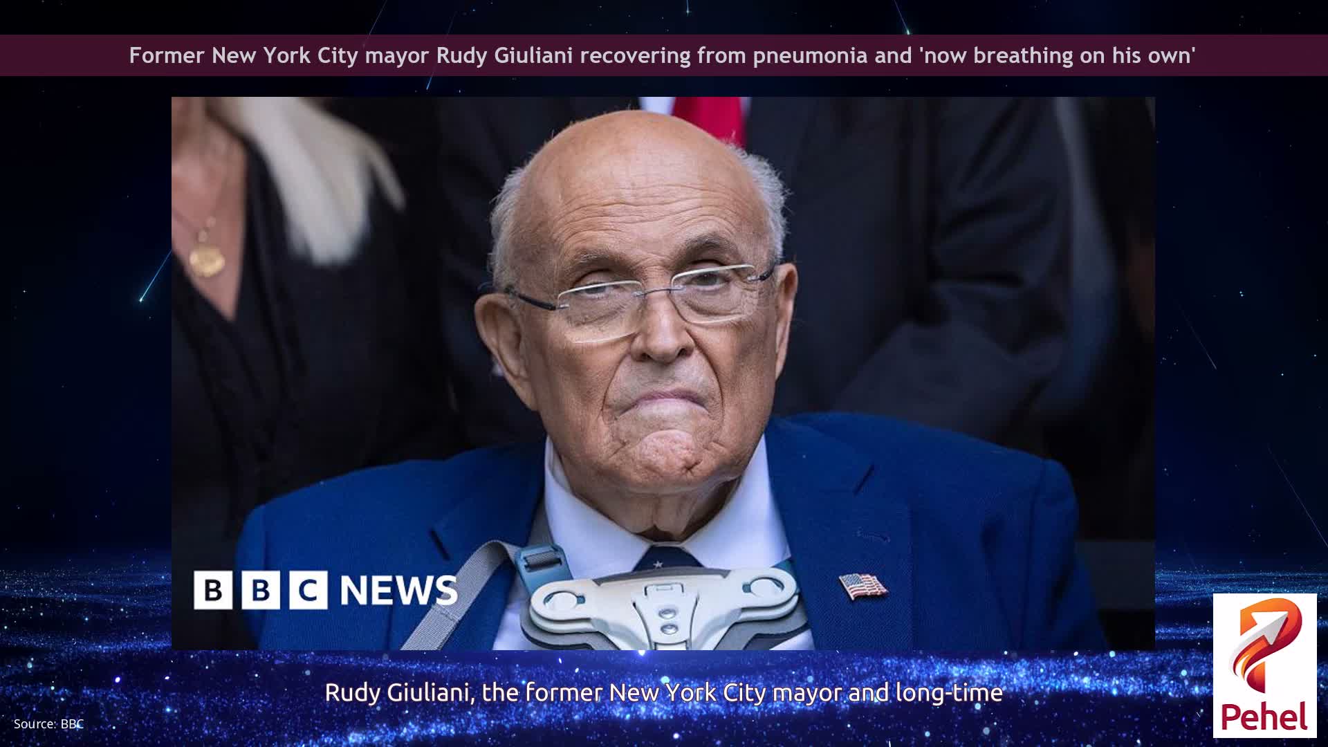 Former New York City mayor Rudy Giuliani recovering from pneumonia and 'now breathing on his own'
