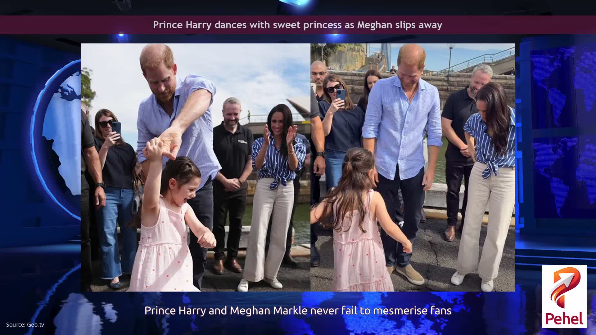 Prince Harry dances with sweet princess as Meghan slips away