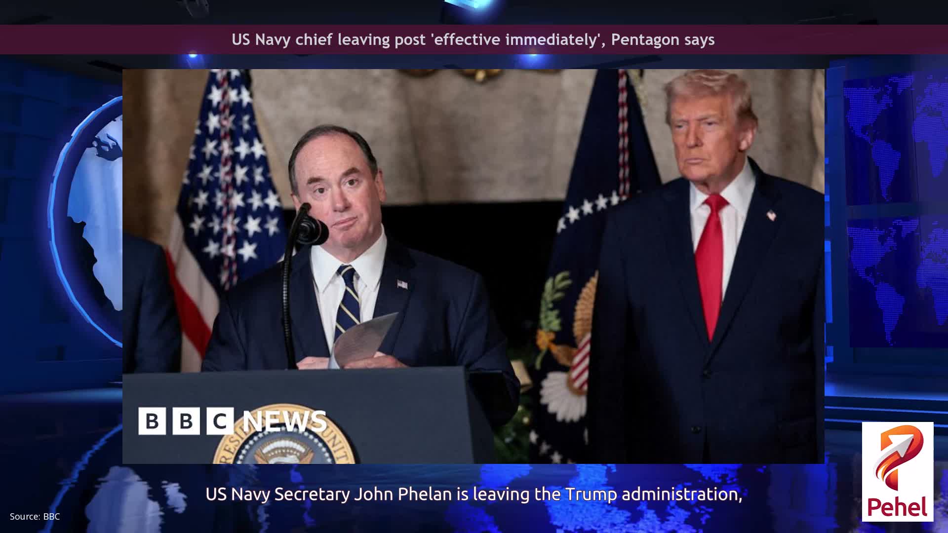 US Navy chief leaving post 'effective immediately', Pentagon says