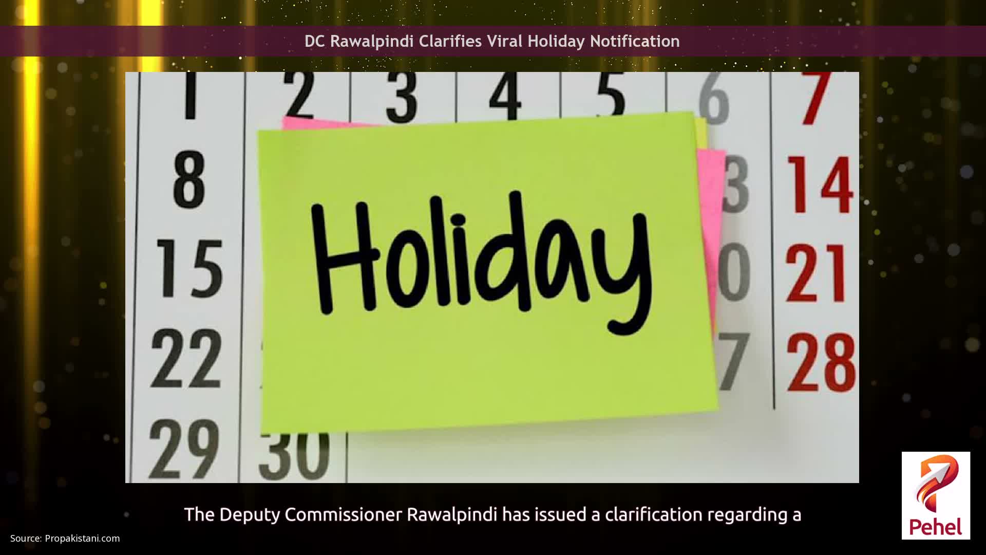 DC Rawalpindi Clarifies Viral Holiday Notification