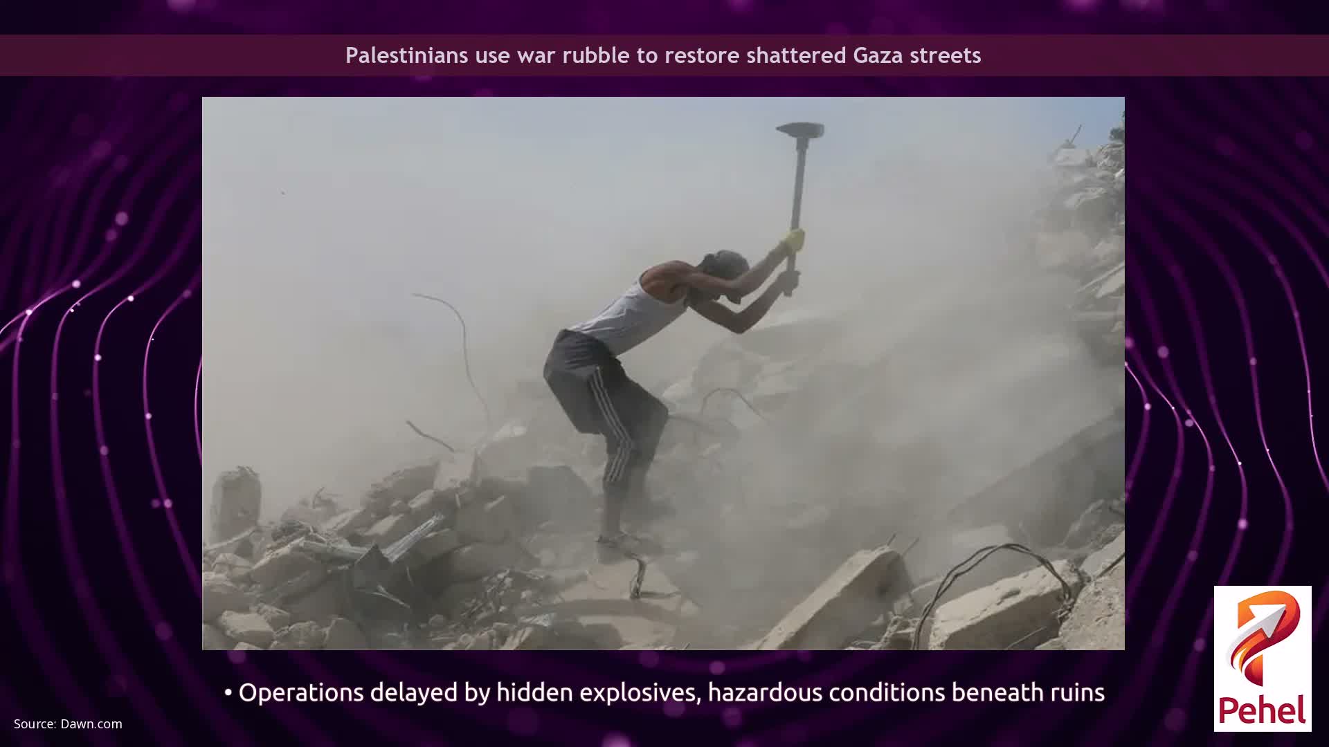 Palestinians use war rubble to restore shattered Gaza streets