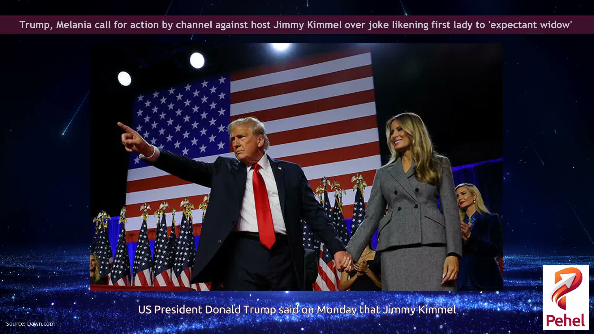 Trump, Melania call for action by channel against host Jimmy Kimmel over joke likening first lady to 'expectant widow'