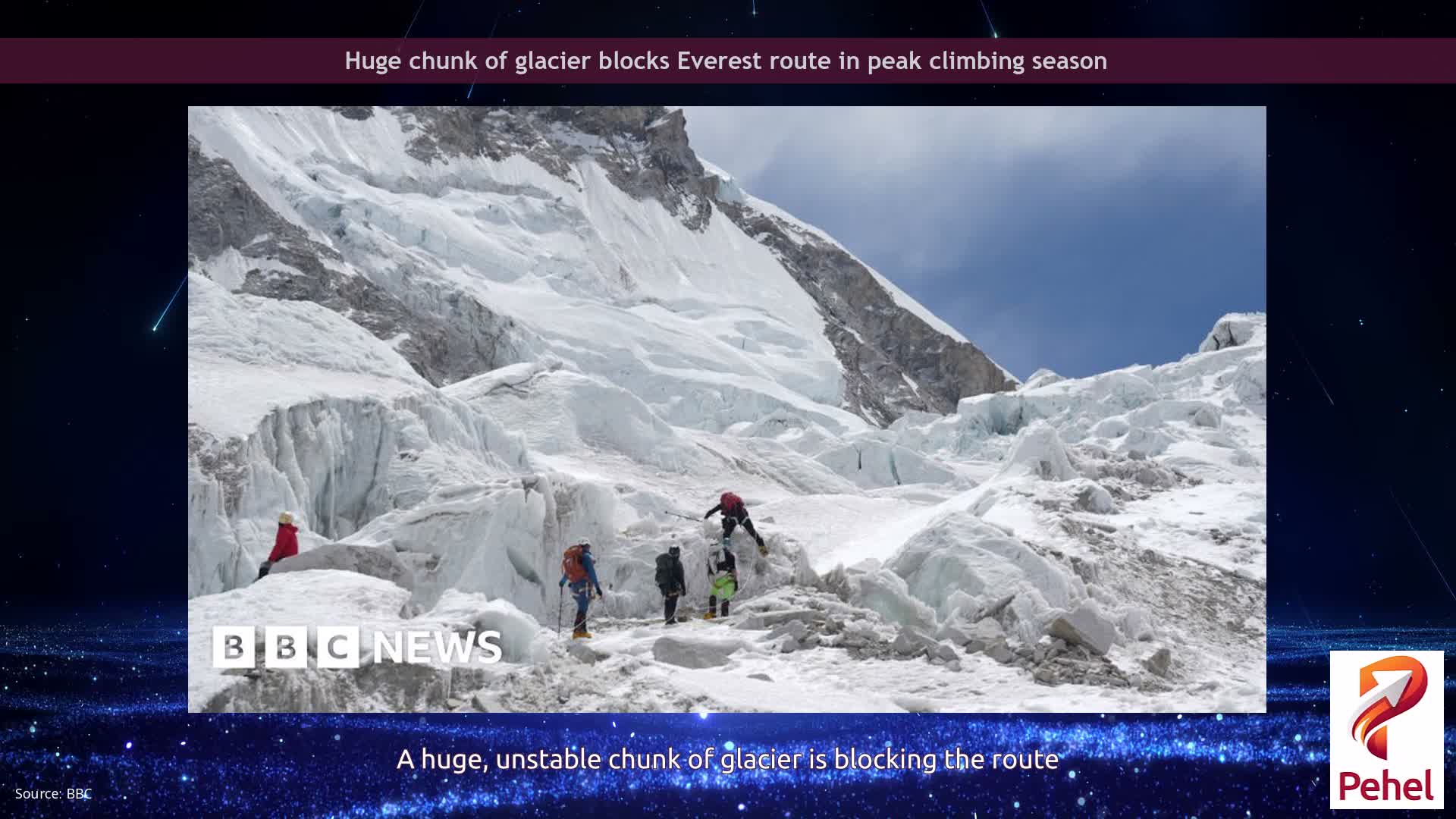 Huge chunk of glacier blocks Everest route in peak climbing season