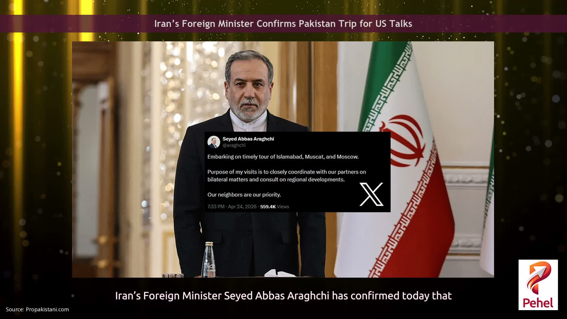 Iran’s Foreign Minister Confirms Pakistan Trip for US Talks