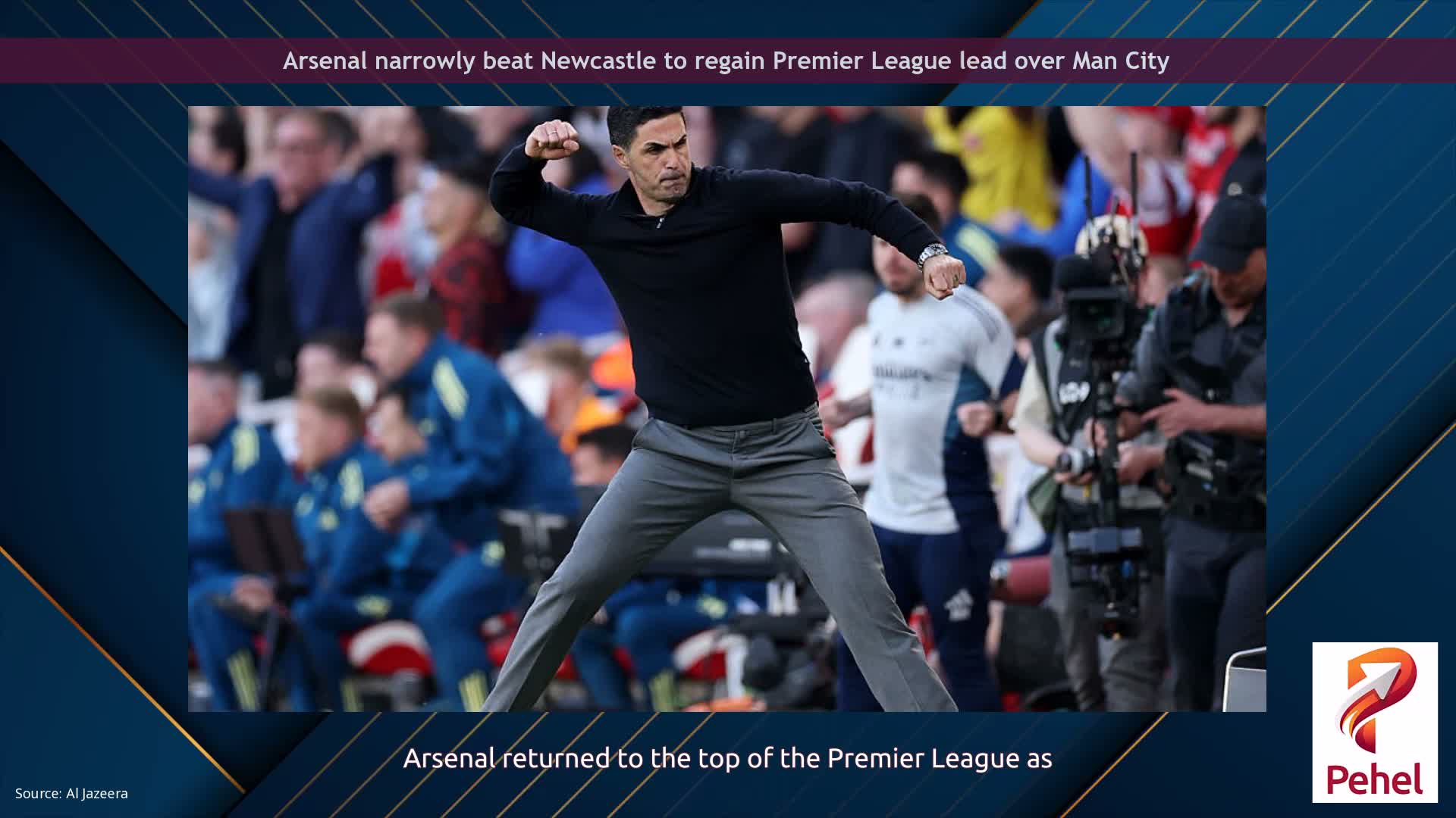 Arsenal narrowly beat Newcastle to regain Premier League lead over Man City