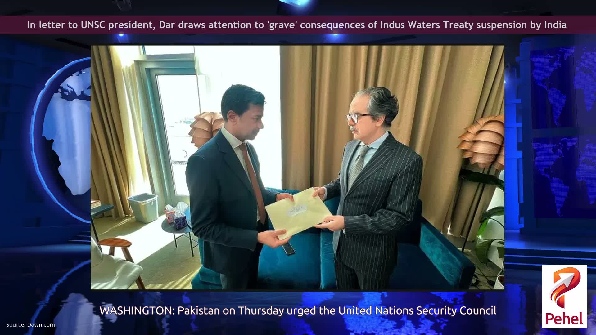 In letter to UNSC president, Dar draws attention to 'grave' consequences of Indus Waters Treaty suspension by India