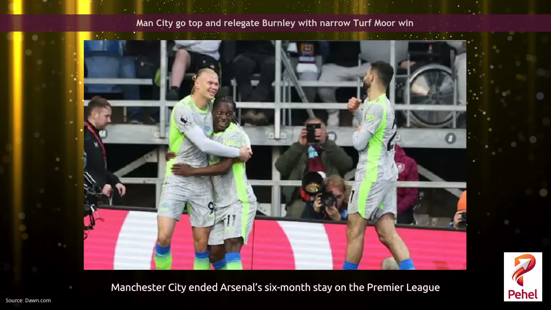 Man City go top and relegate Burnley with narrow Turf Moor win