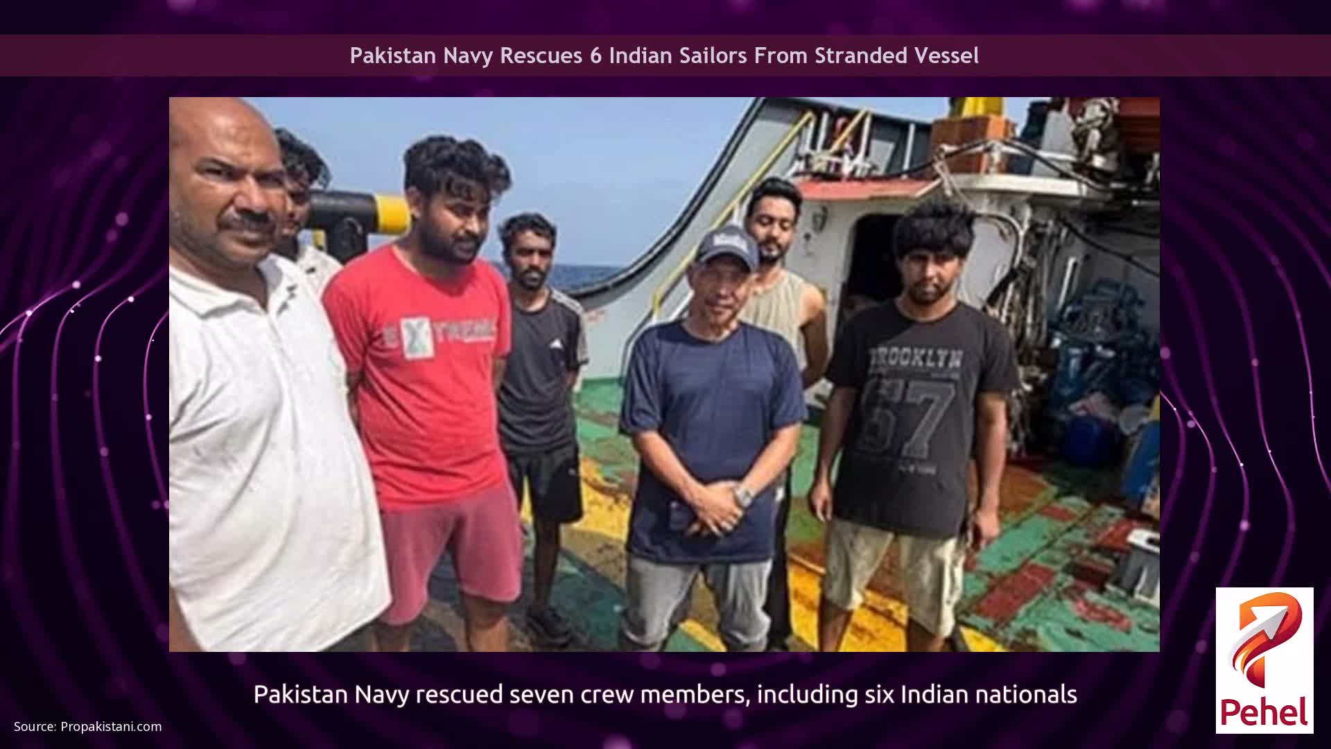 Pakistan Navy Rescues 6 Indian Sailors From Stranded Vessel