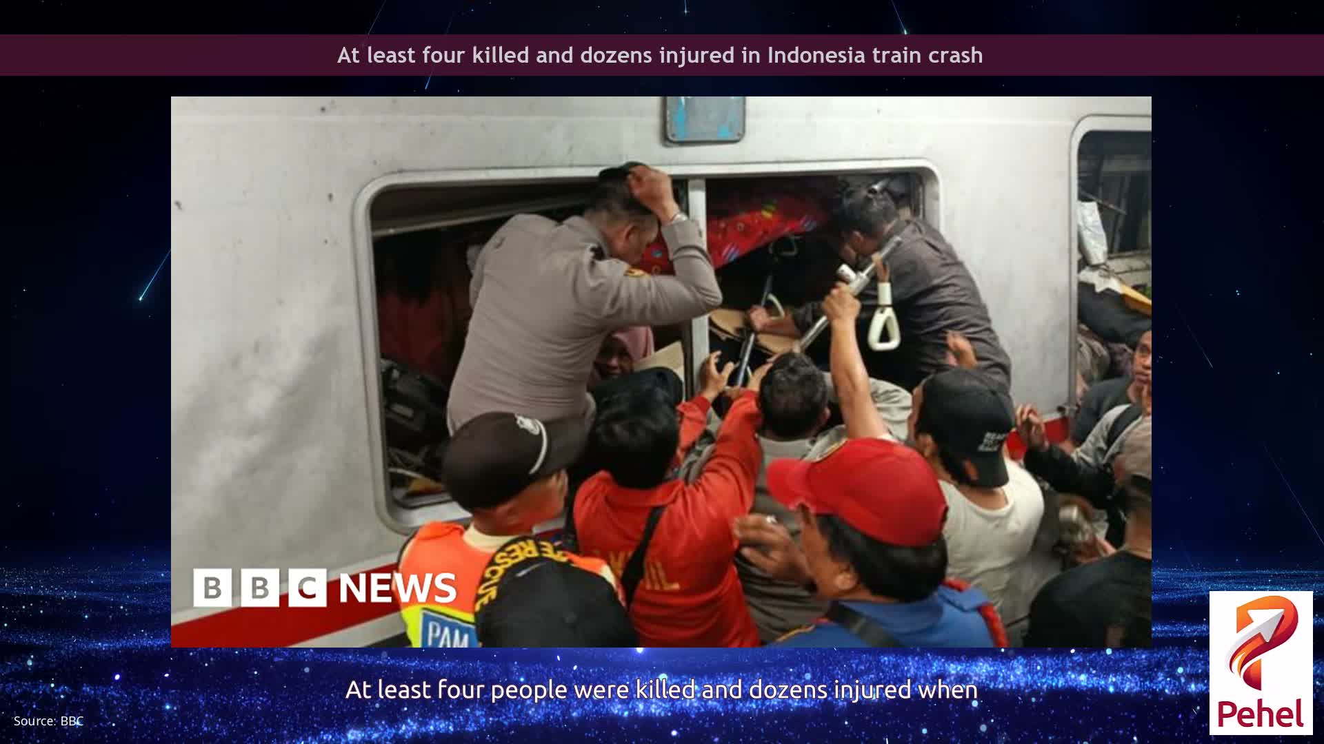 At least four killed and dozens injured in Indonesia train crash