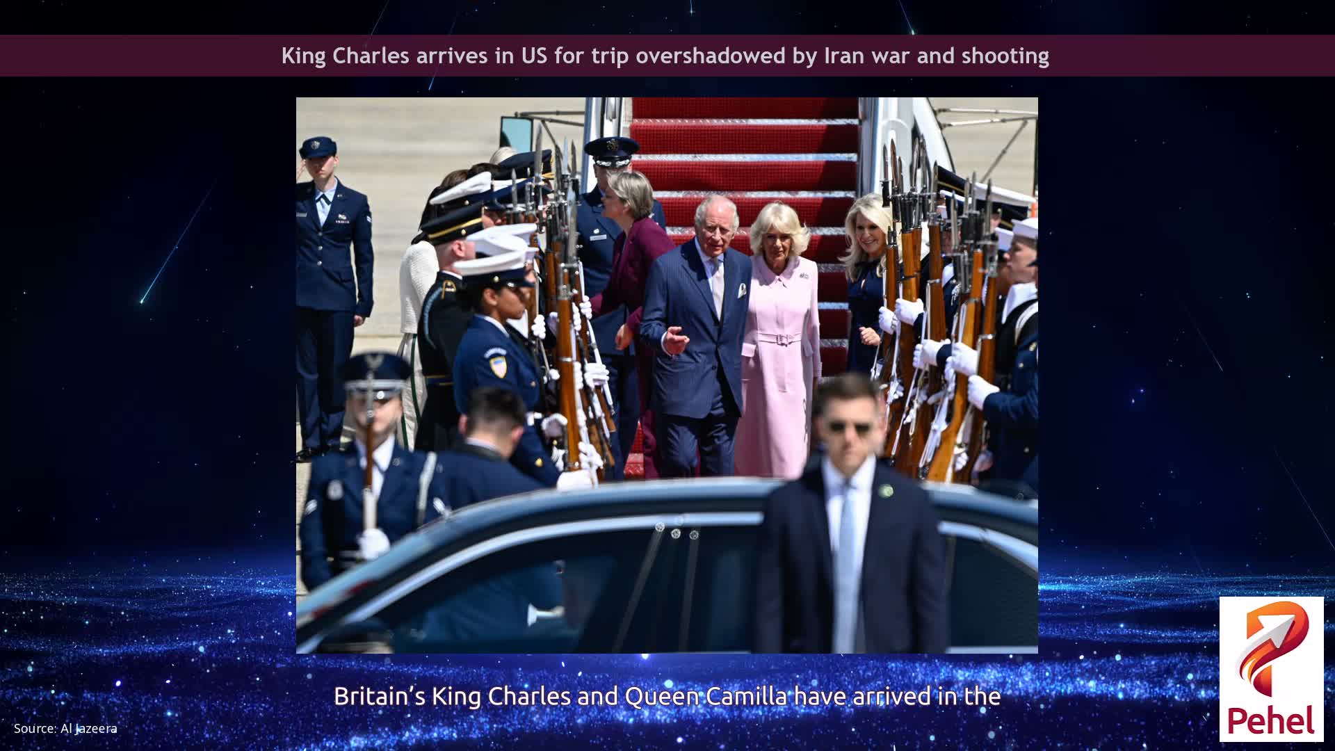 King Charles arrives in US for trip overshadowed by Iran war and shooting