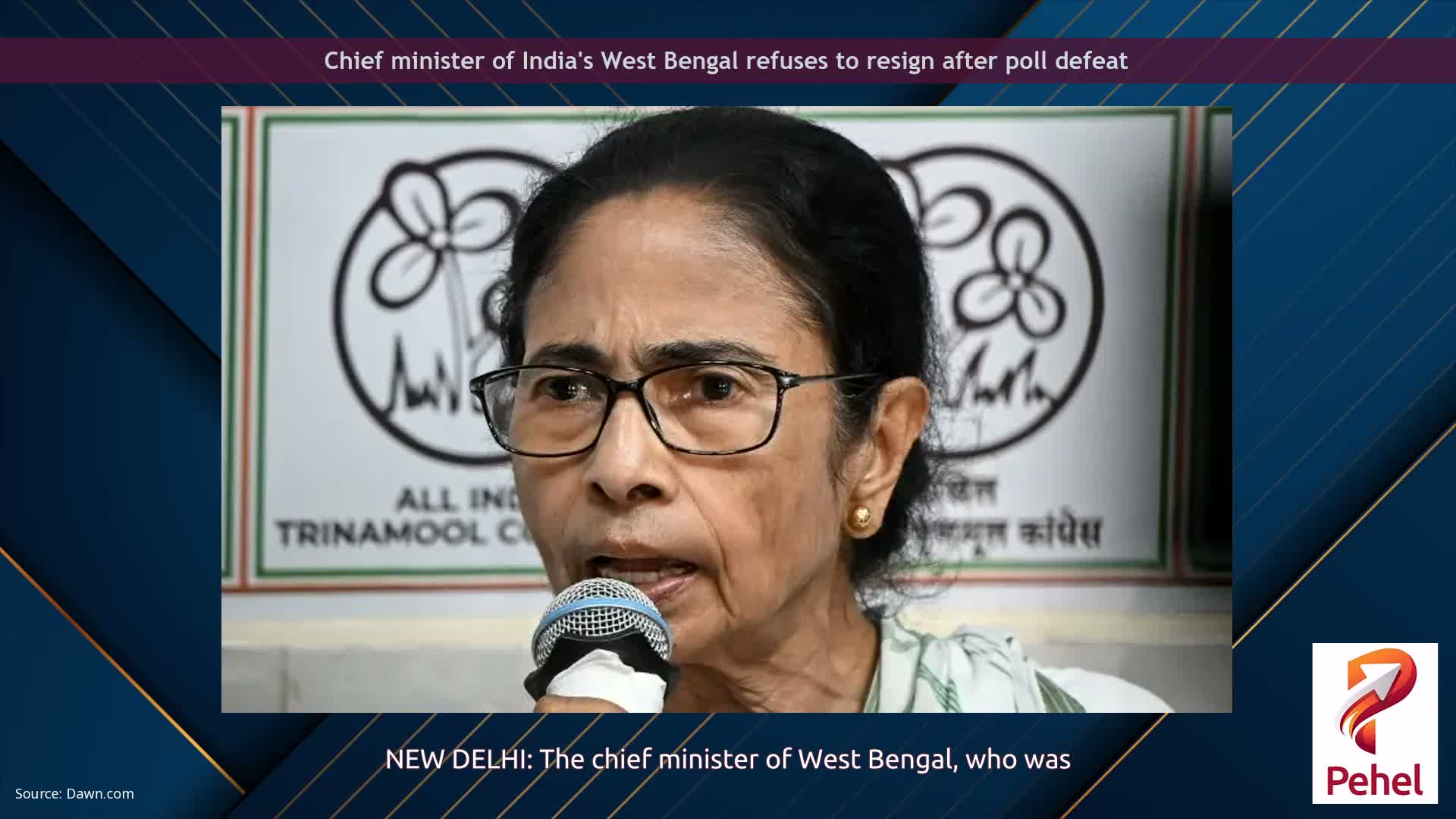 Chief minister of India's West Bengal refuses to resign after poll defeat