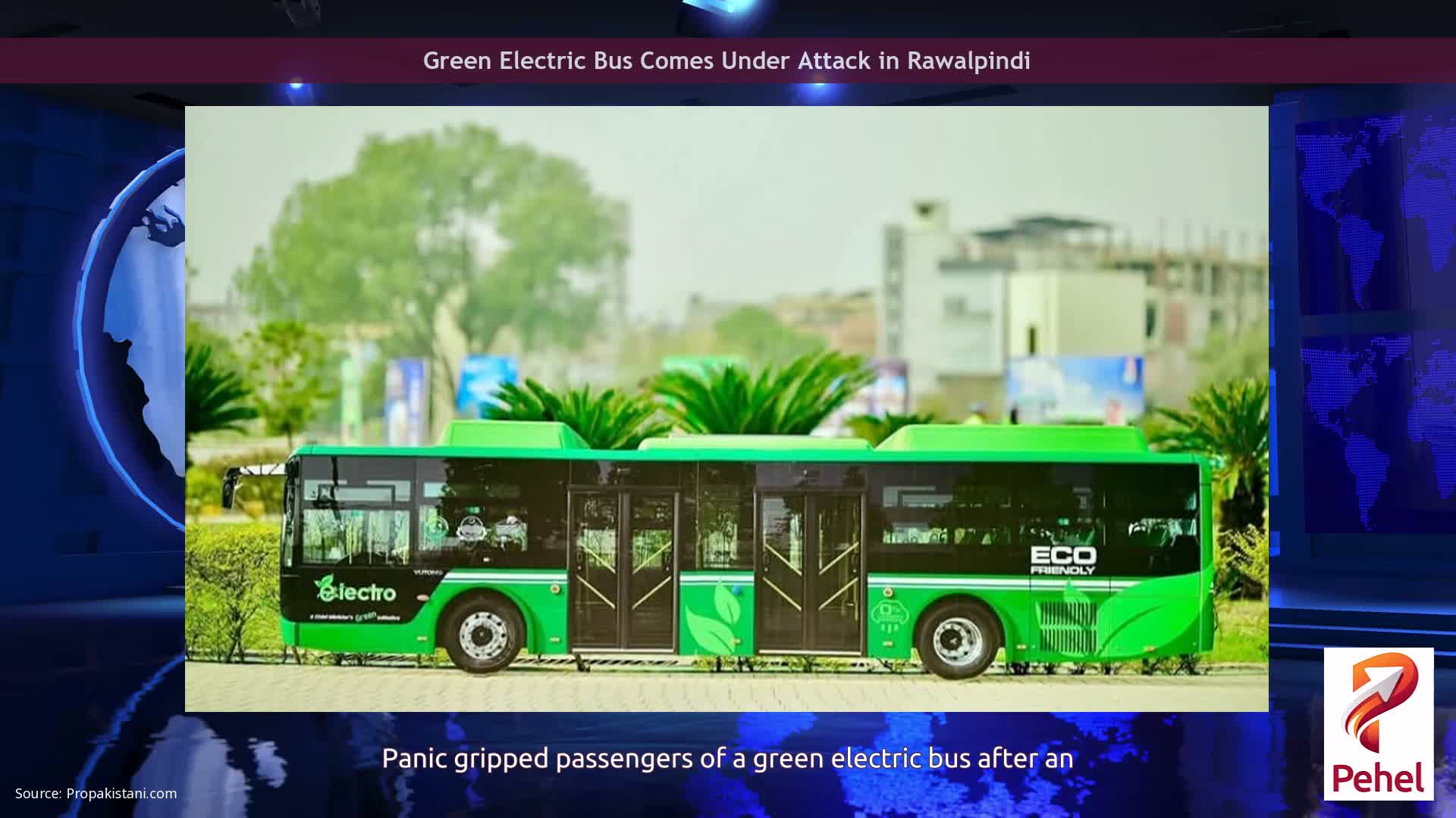 Green Electric Bus Comes Under Attack in Rawalpindi