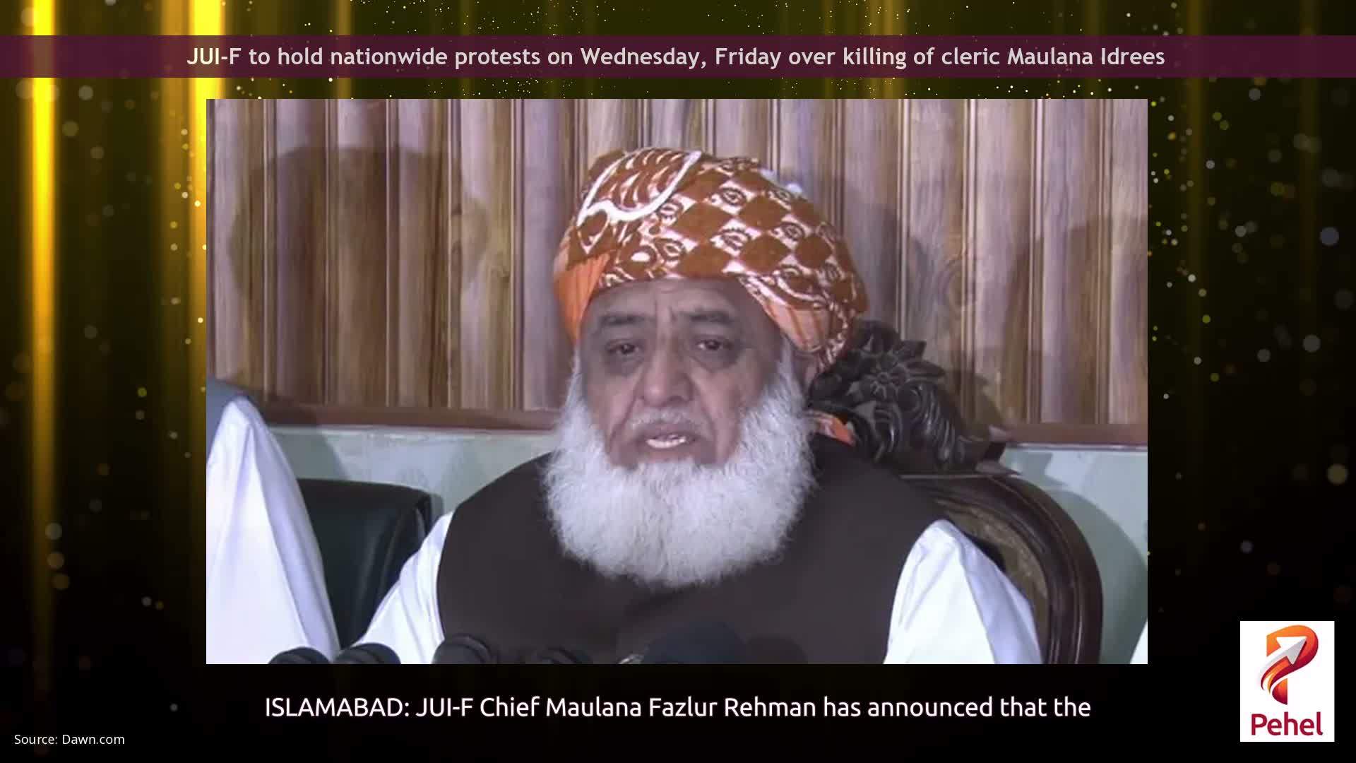 JUI-F to hold nationwide protests on Wednesday, Friday over killing of cleric Maulana Idrees