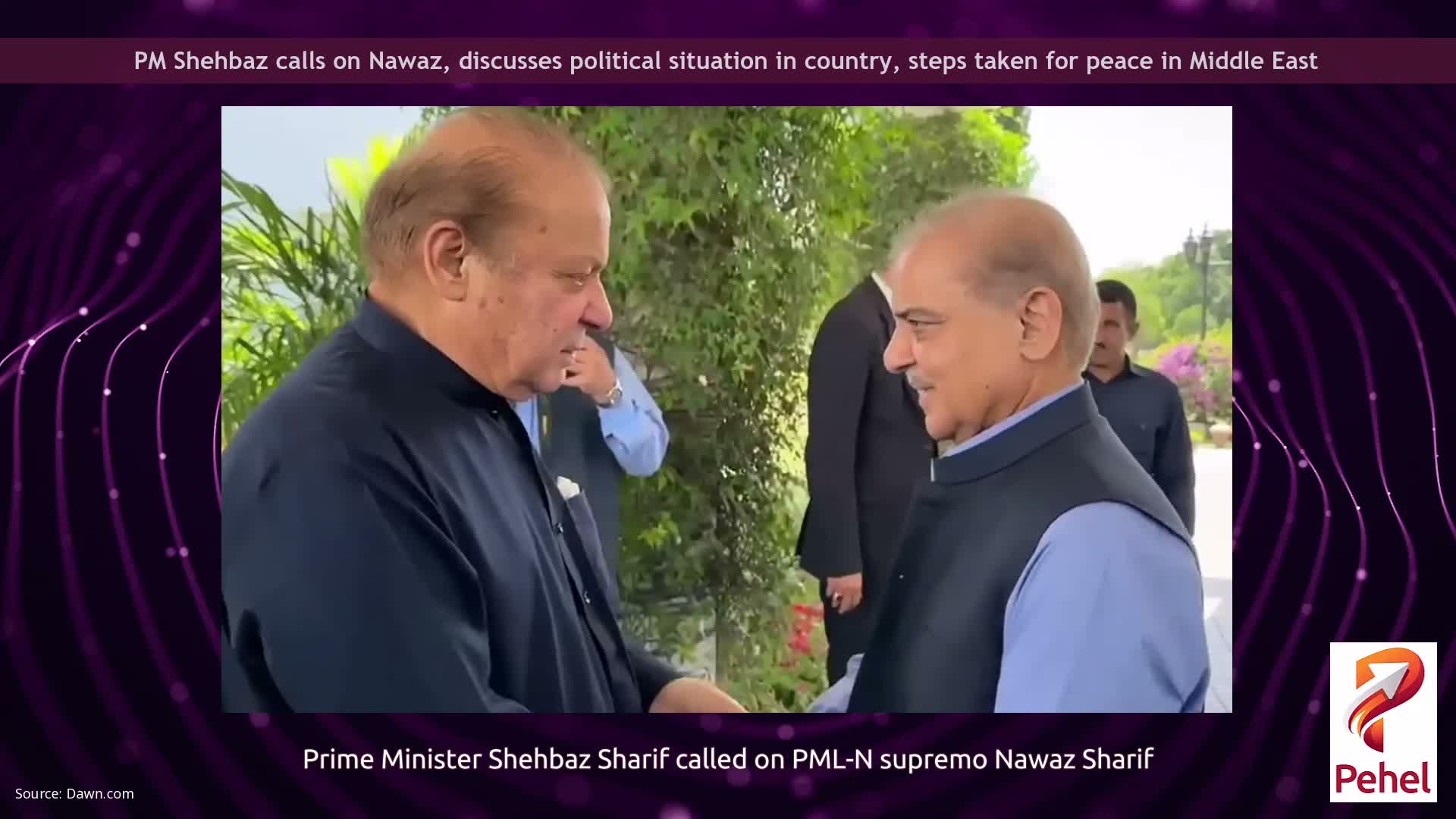 PM Shehbaz calls on Nawaz, discusses political situation in country, steps taken for peace in Middle East
