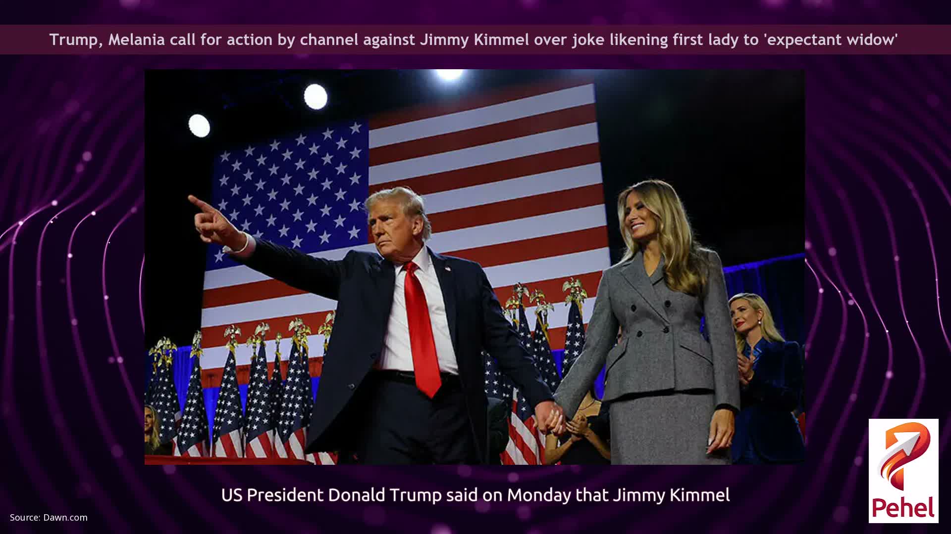Trump, Melania call for action by channel against Jimmy Kimmel over joke likening first lady to 'expectant widow'