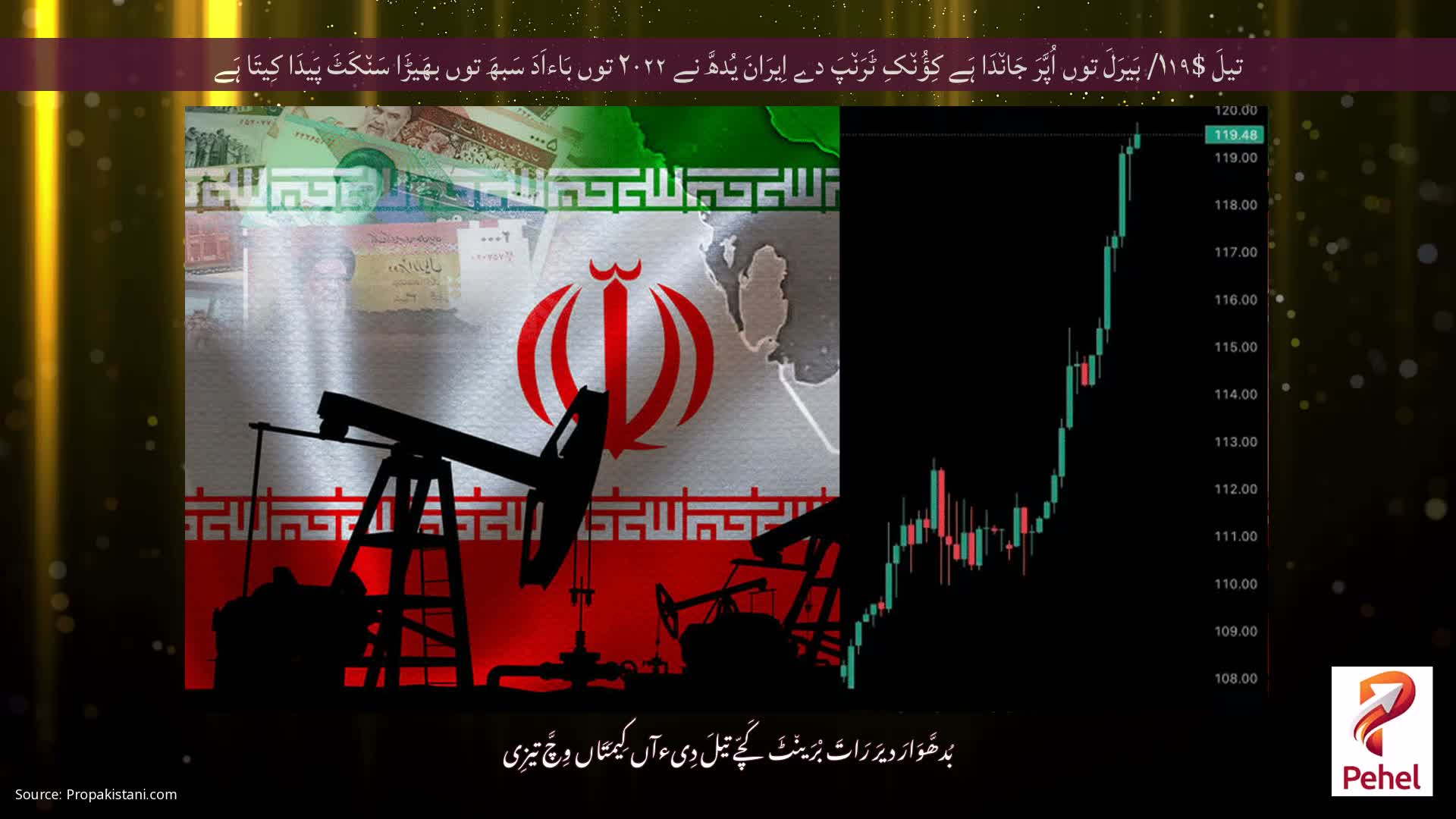 تیلَ $۱۱۹/ بَیرَلَ توں اُپَّرَ جَان٘دَا ہَے کِؤُن٘کِ ٹَرَن٘پَ دے اِیرَانَ یُدھَّ نے ۲۰۲۲ توں بَاءاَدَ سَبھَ توں بھَیڑَا سَن٘کَٹَ پَیدَا کِیتَا ہَے