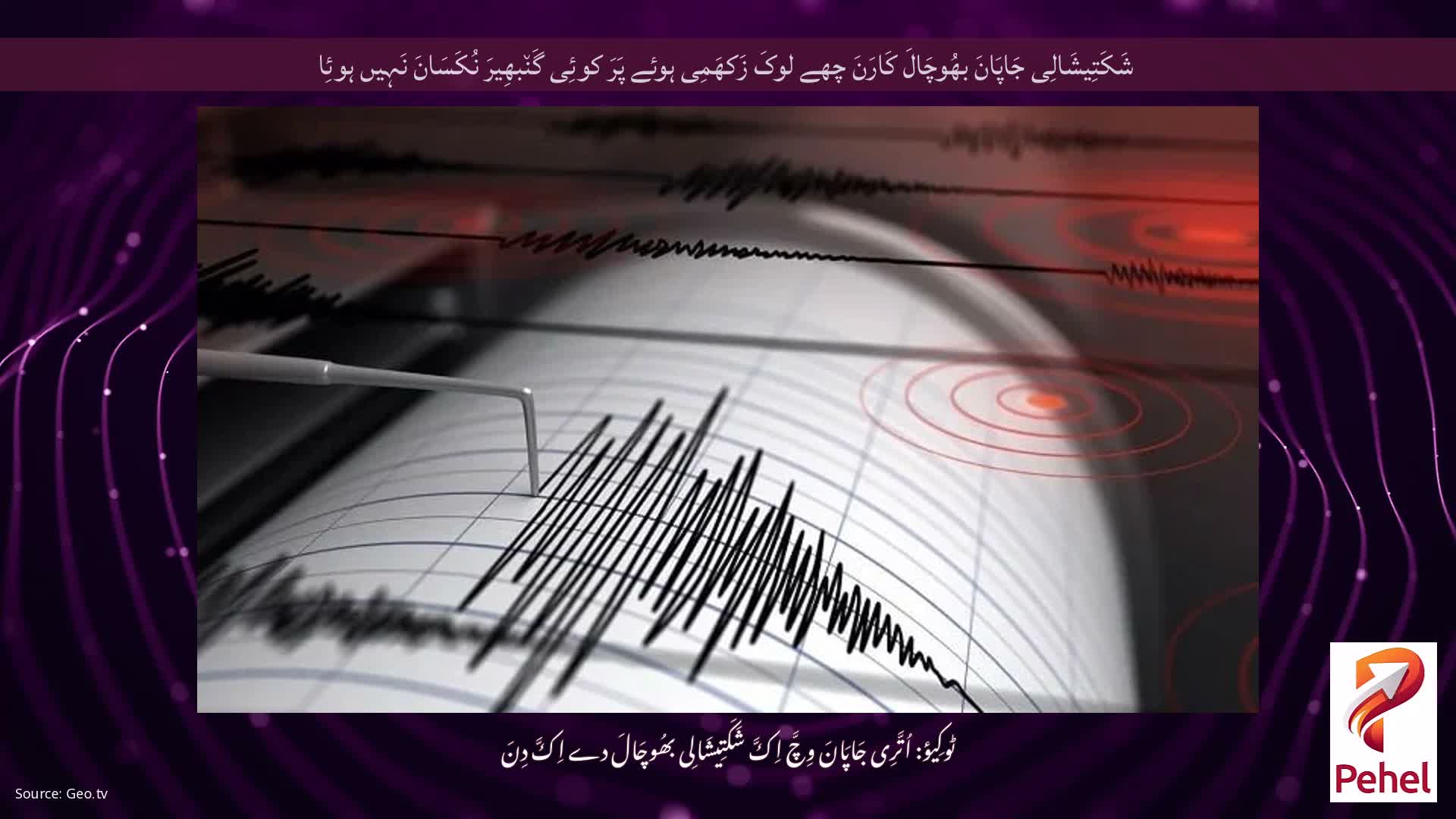 شَکَتِیشَالِی جَاپَانَ بھُوچَالَ کَارَنَ چھے لوکَ زَکھَمِی ہوئے پَرَ کوئِی گَن٘بھِیرَ نُکَسَانَ نَہِیں ہوئِا