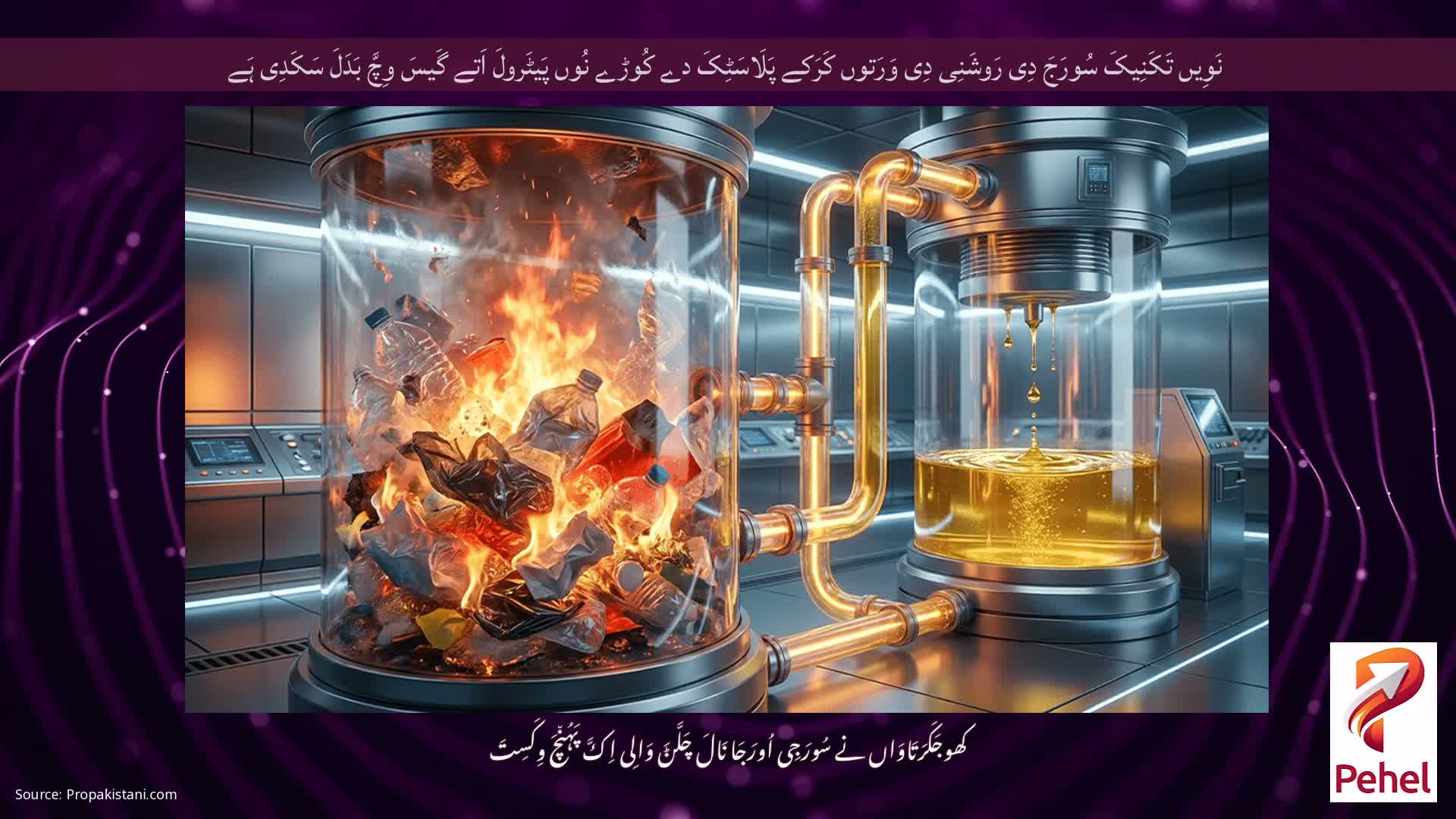 نَوِیں تَکَنِیکَ سُورَجَ دِی رَوشَنِی دِی وَرَتوں کَرَکے پَلَاسَٹِکَ دے کُوڑے نُوں پَیٹَرولَ اَتے گَیسَ وِچَّ بَدَلَ سَکَدِی ہَے