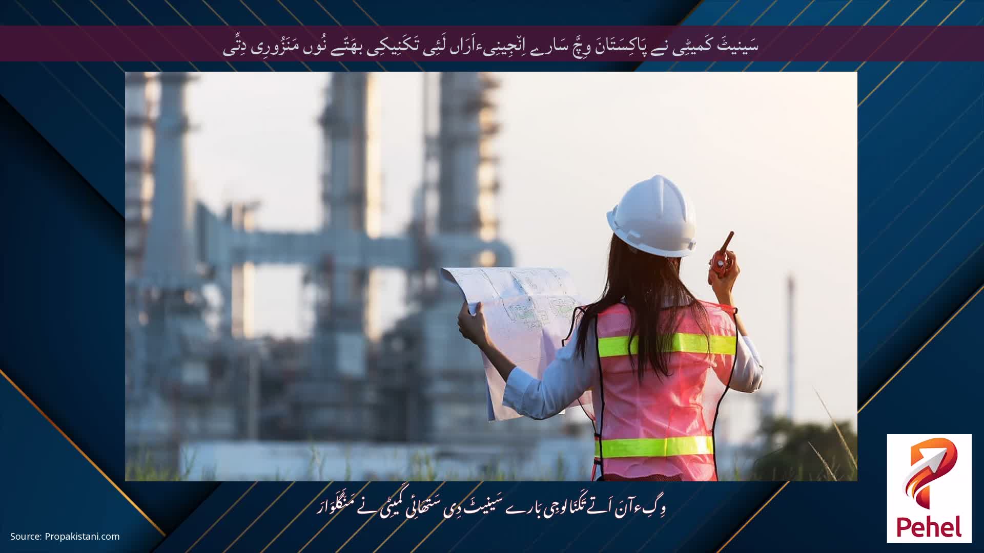 سَینیٹَ کَمیٹِی نے پَاکِسَتَانَ وِچَّ سَارے اِن٘جِینِیءاَرَاں لَئِی تَکَنِیکِی بھَتّے نُوں مَنَزُورِی دِتِّی