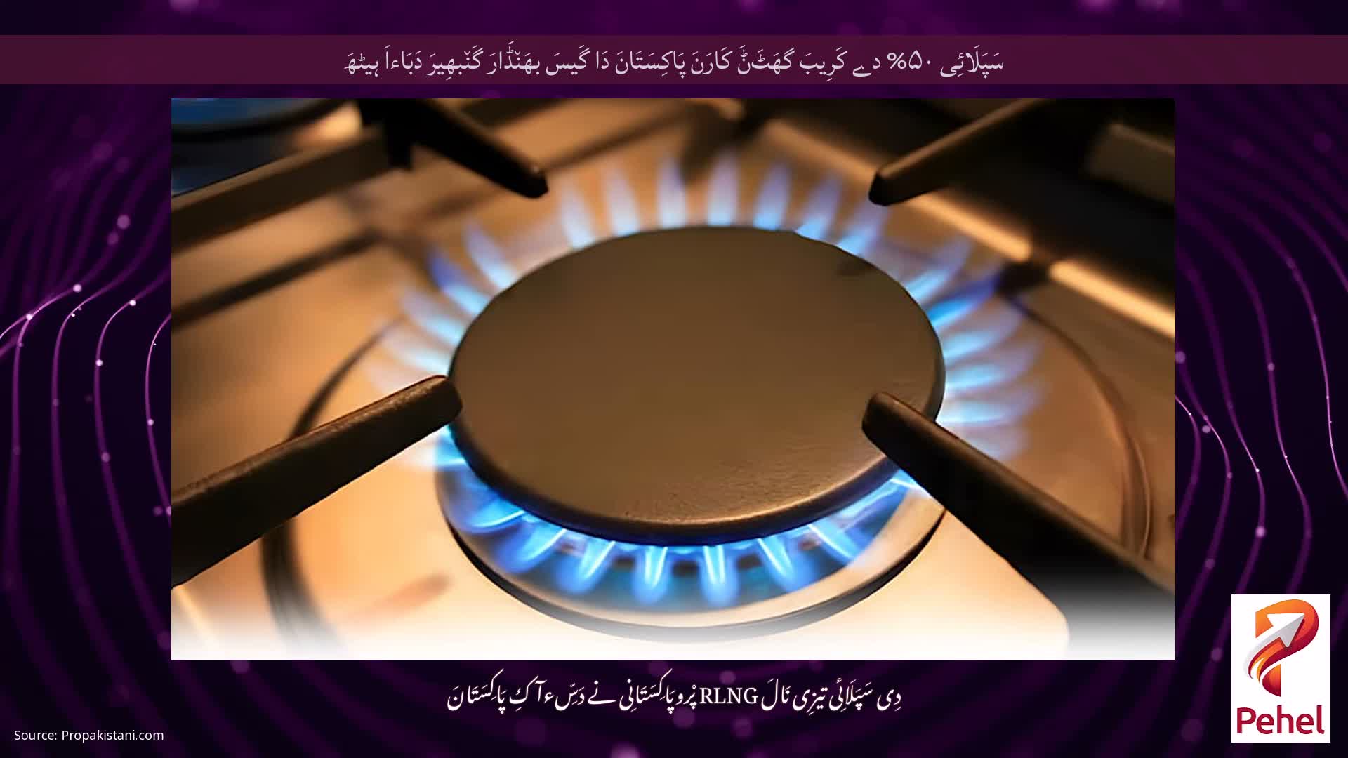 سَپَلَائِی ۵۰% دے کَرِیبَ گھَٹَݨَ کَارَنَ پَاکِسَتَانَ دَا گَیسَ بھَن٘ڈَارَ گَن٘بھِیرَ دَبَاءاَ ہیٹھَ