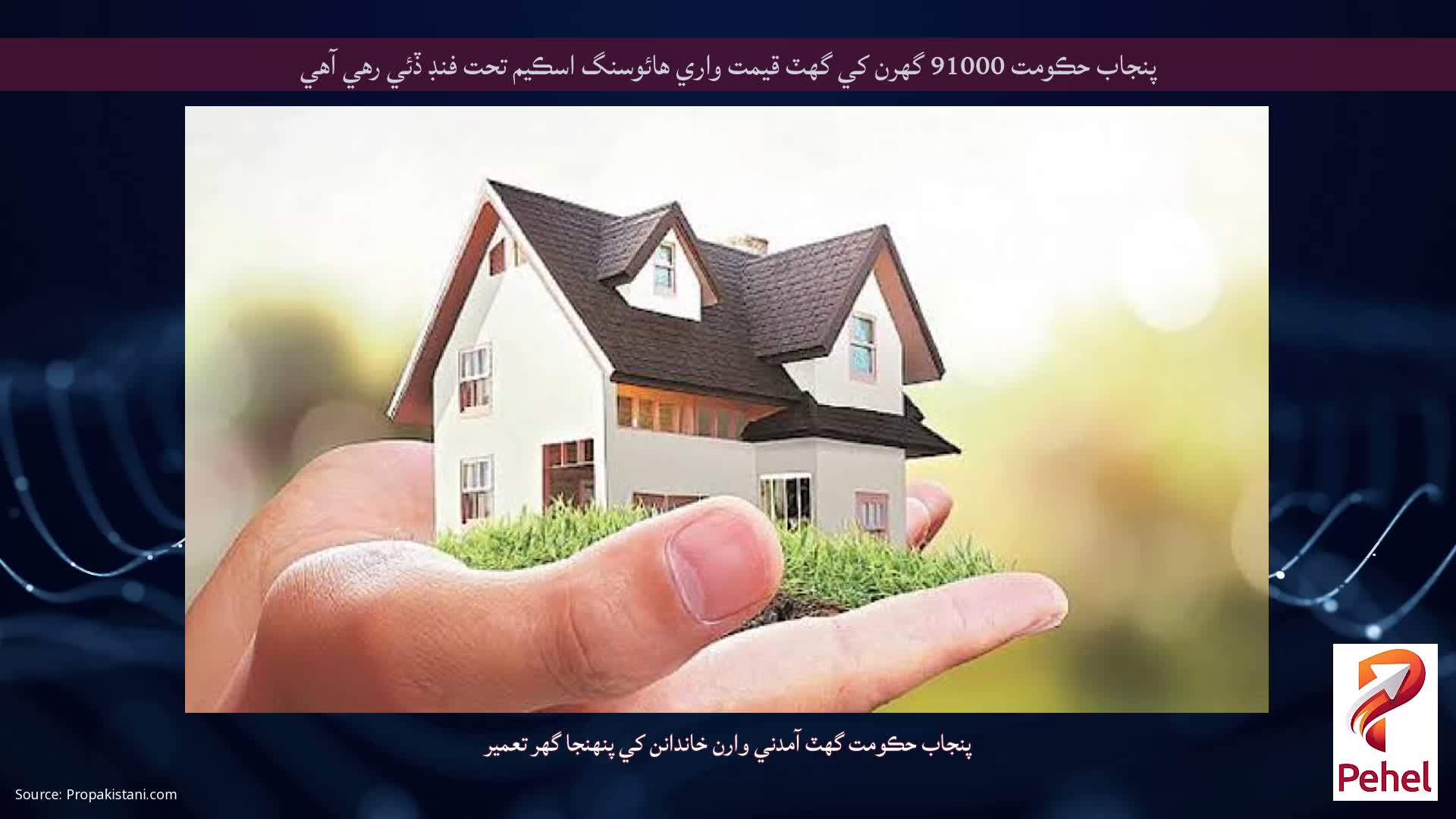 پنجاب حڪومت 91000 گھرن کي گھٽ قيمت واري ھائوسنگ اسڪيم تحت فنڊ ڏئي رھي آھي