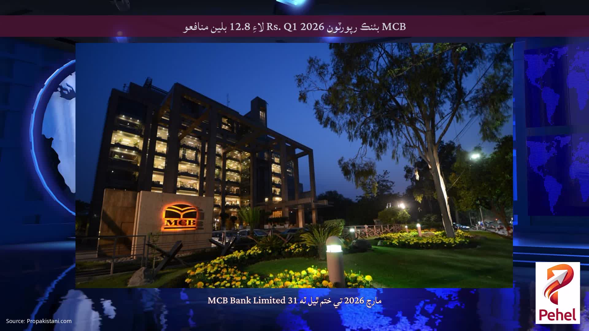 MCB بئنڪ رپورٽون Rs. Q1 2026 لاءِ 12.8 بلين منافعو