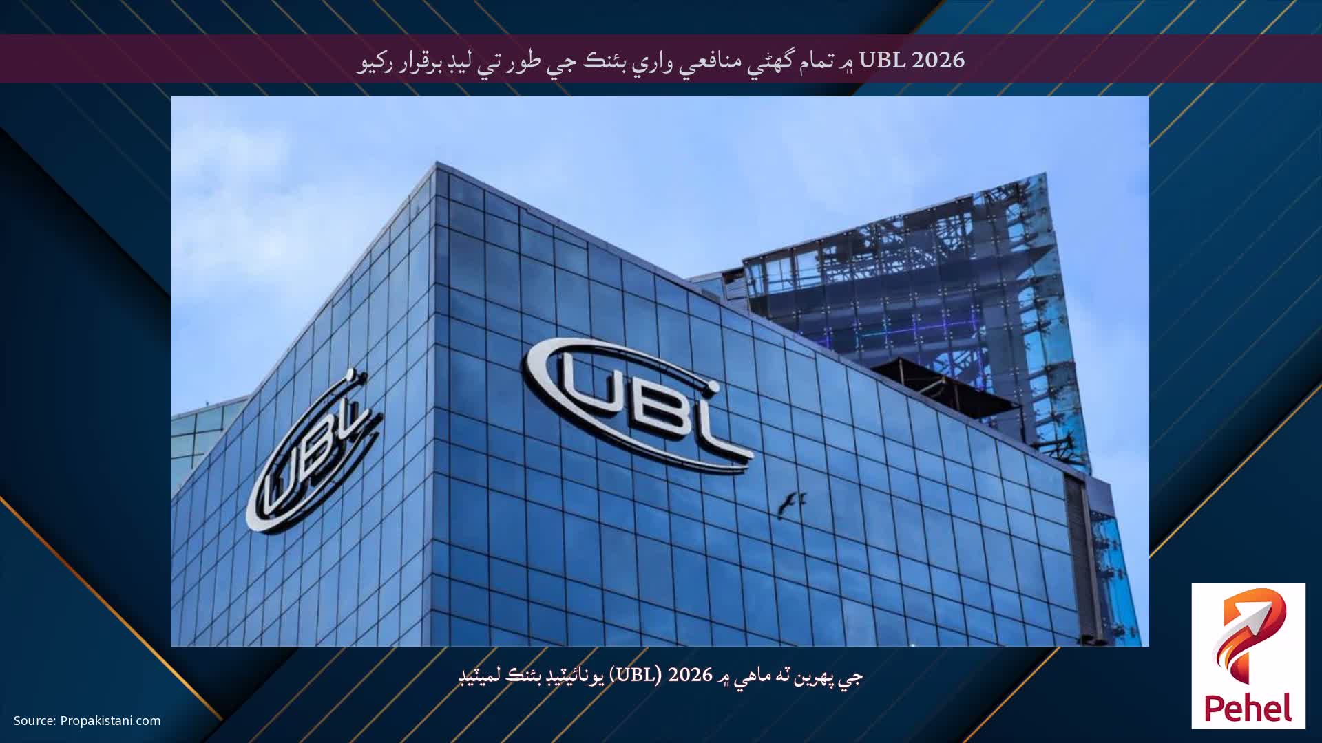 UBL 2026 ۾ تمام گهڻي منافعي واري بئنڪ جي طور تي ليڊ برقرار رکيو