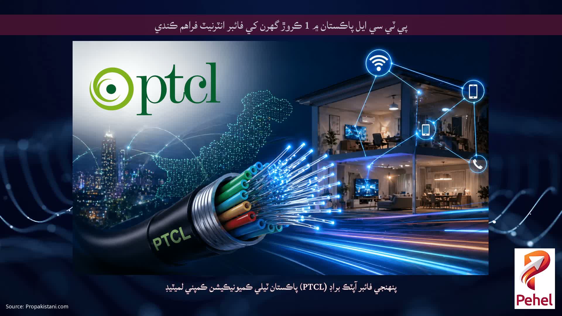 پي ٽي سي ايل پاڪستان ۾ 1 ڪروڙ گهرن کي فائبر انٽرنيٽ فراهم ڪندي